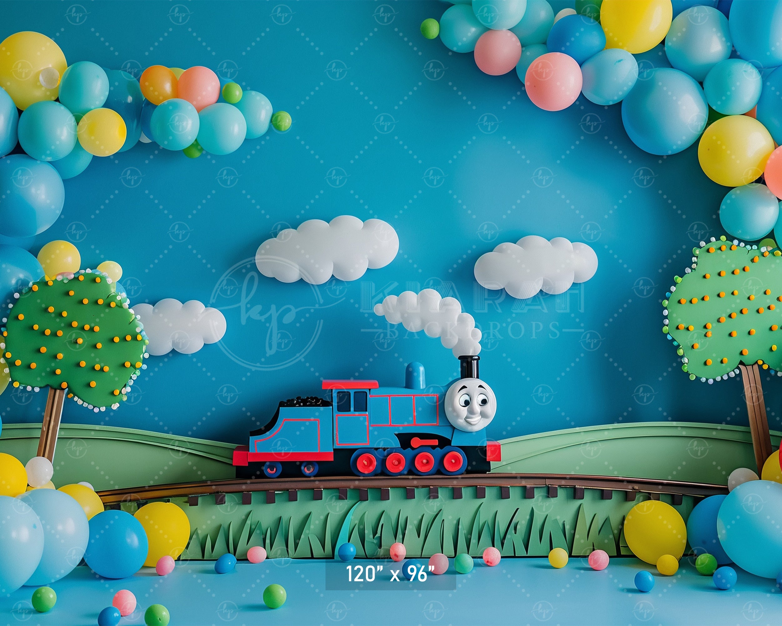 Whimsical Train Adventure Backdrop