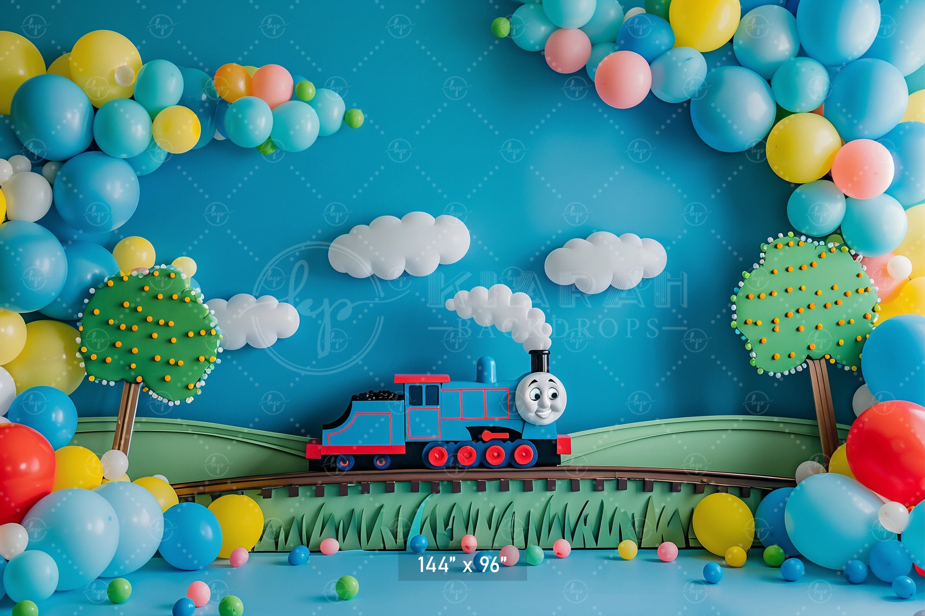 Whimsical Train Adventure Backdrop