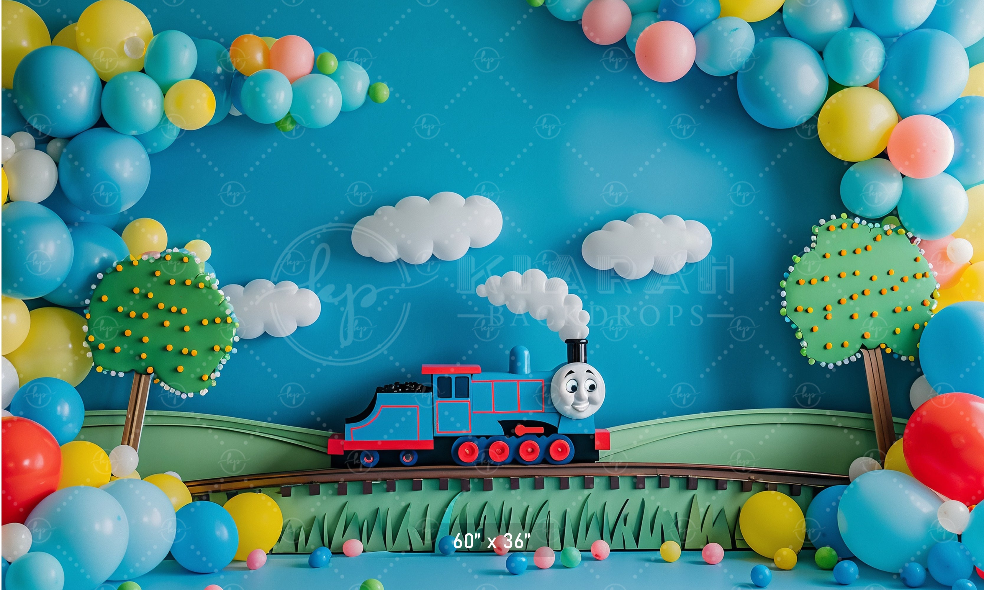 Whimsical Train Adventure Backdrop