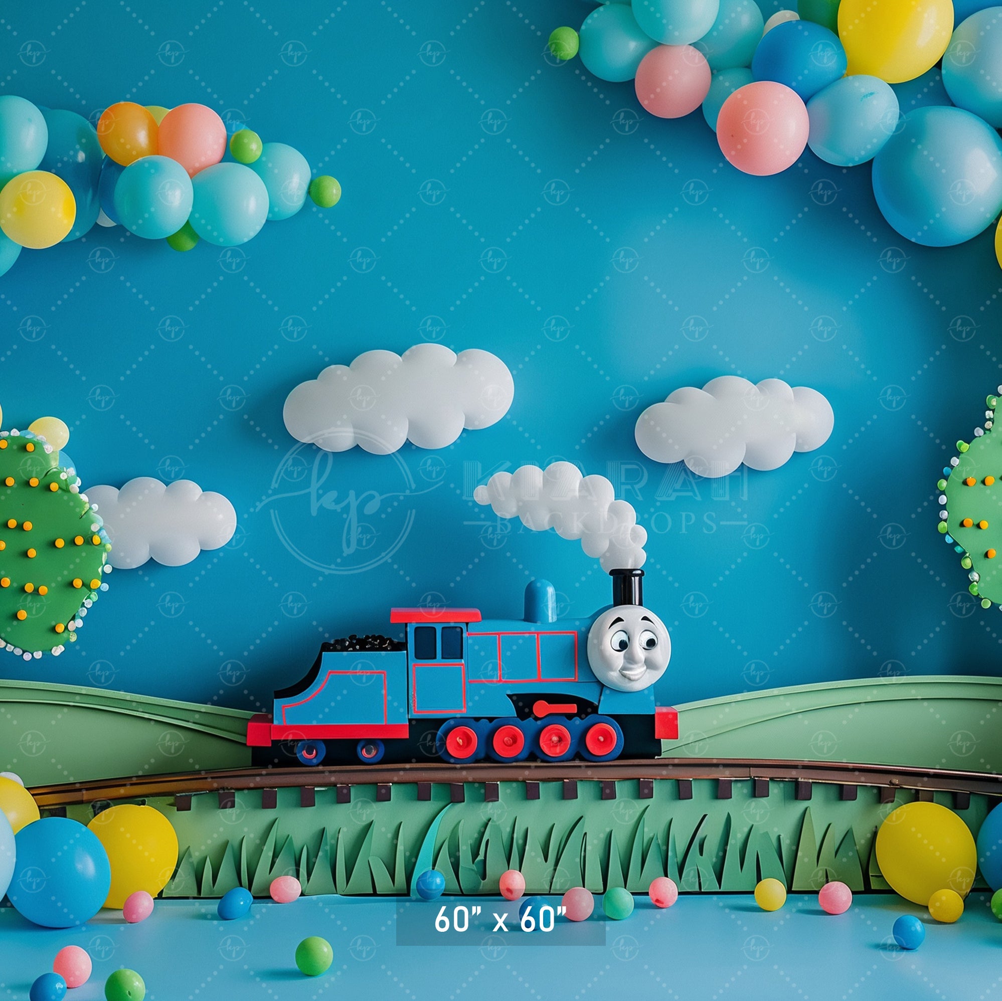Whimsical Train Adventure Backdrop