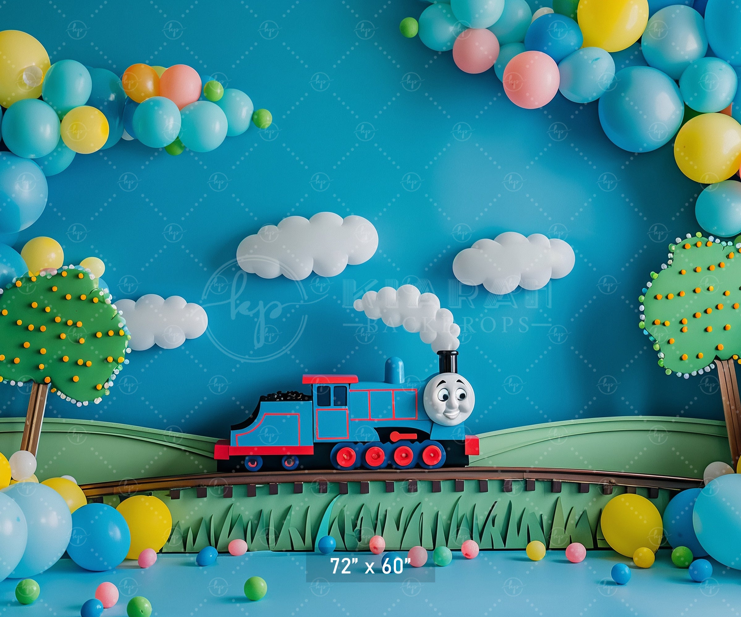 Whimsical Train Adventure Backdrop