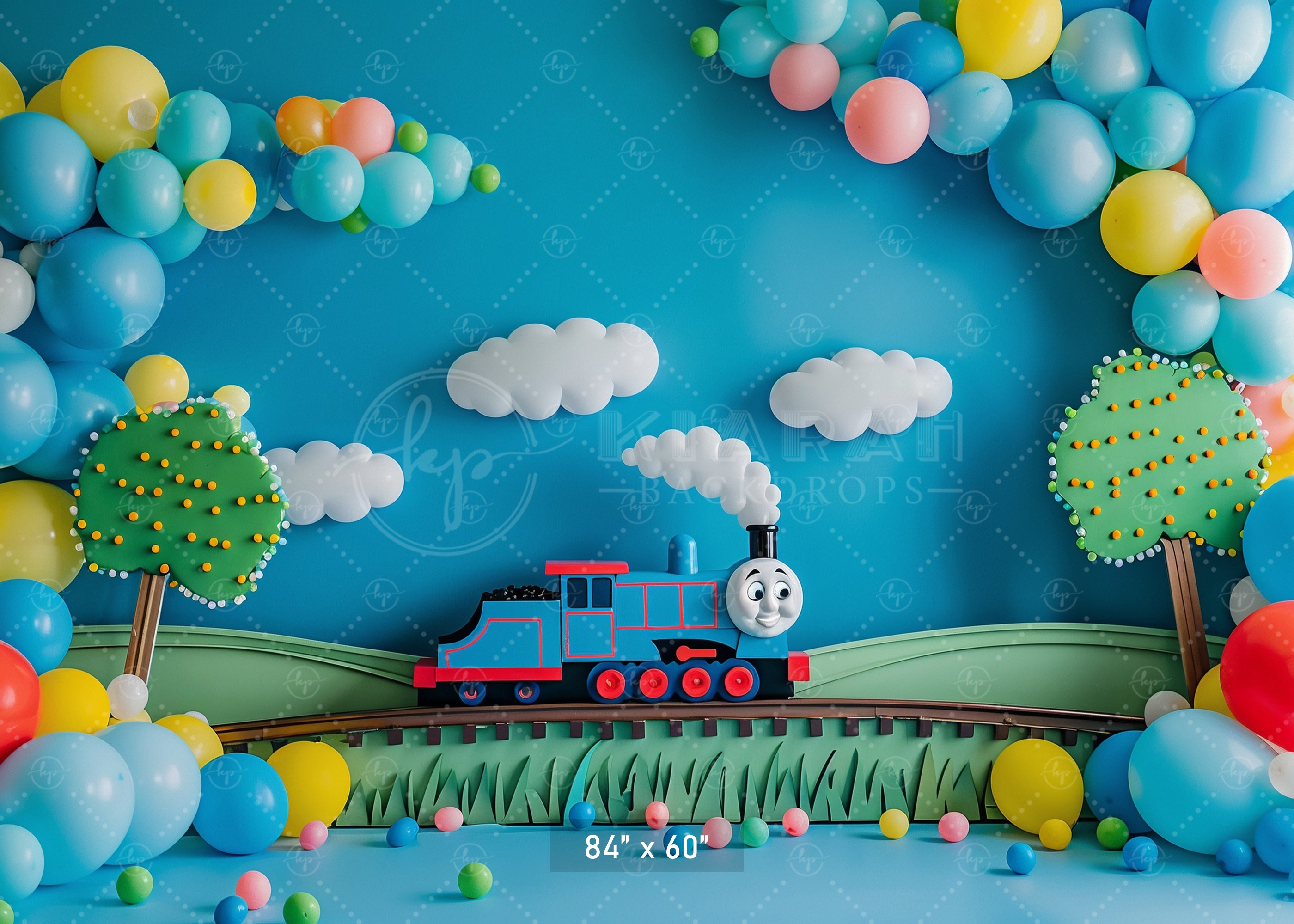 Whimsical Train Adventure Backdrop