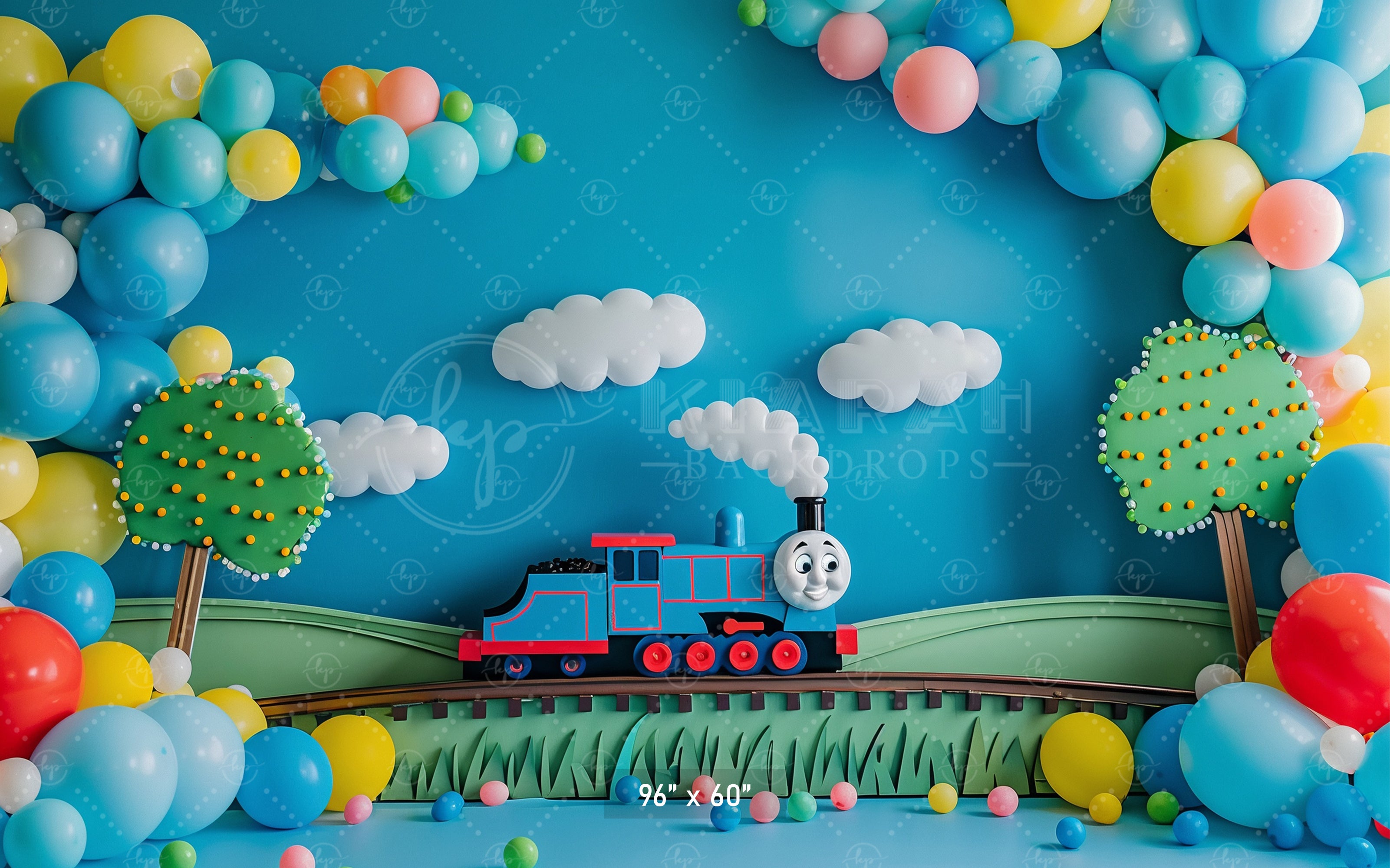 Whimsical Train Adventure Backdrop