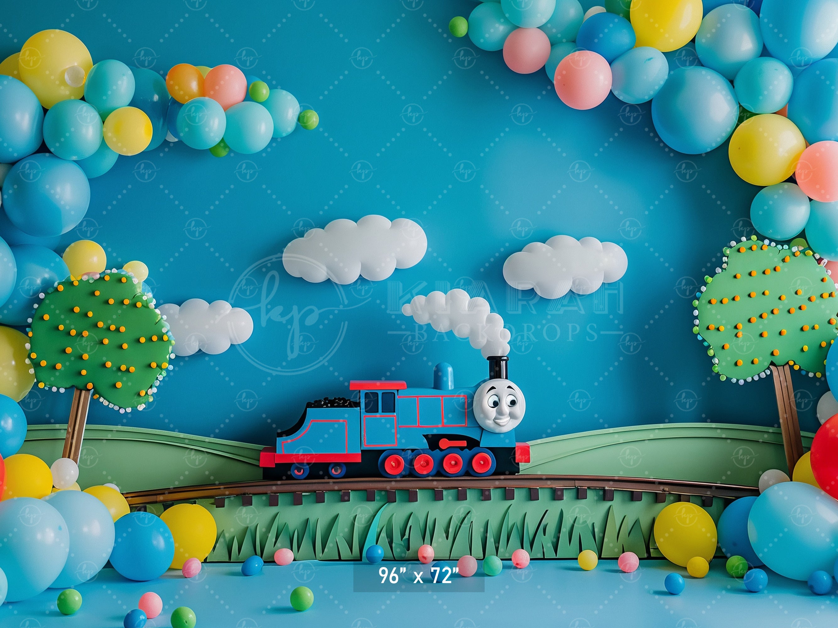Whimsical Train Adventure Backdrop