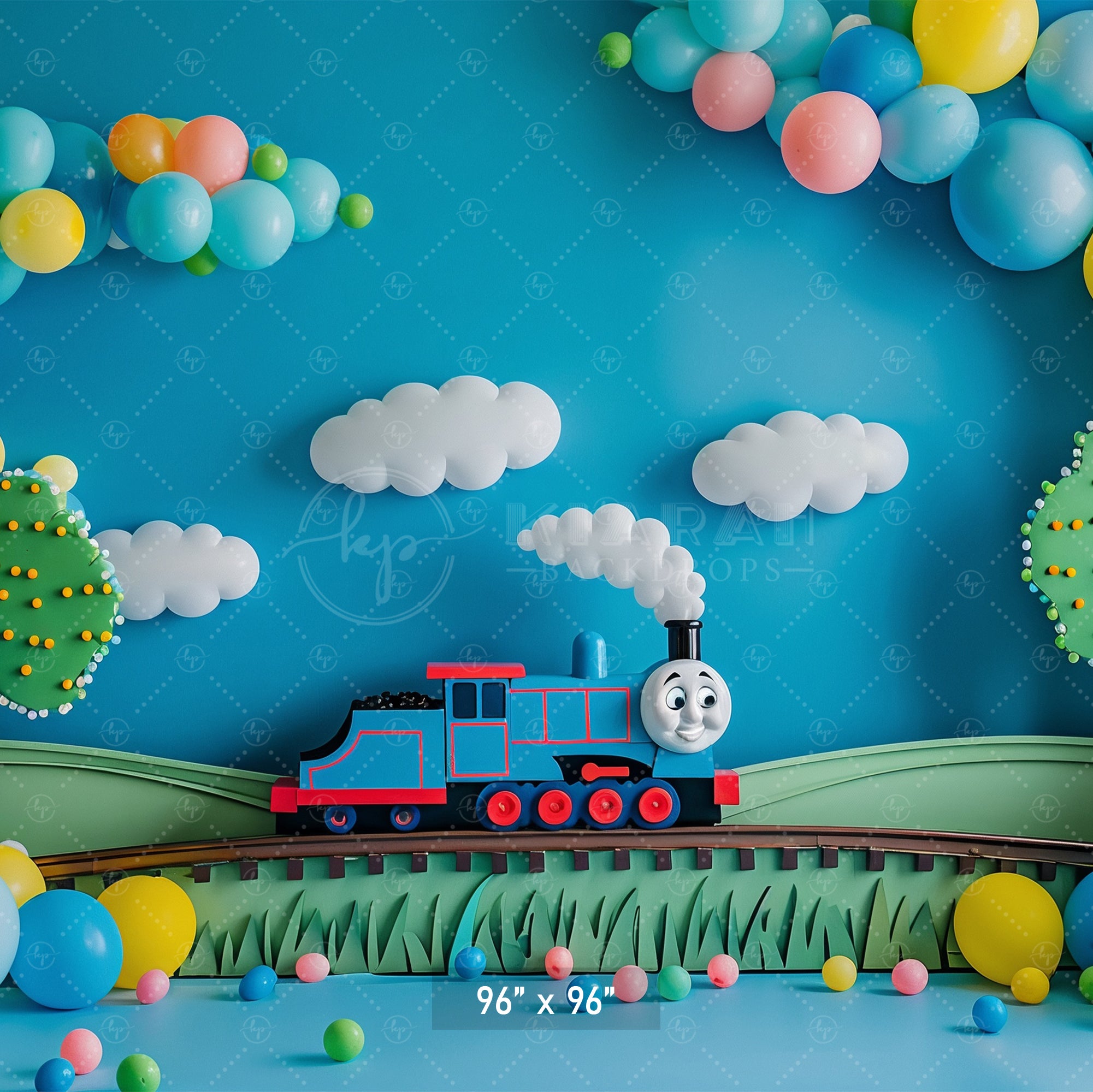 Whimsical Train Adventure Backdrop