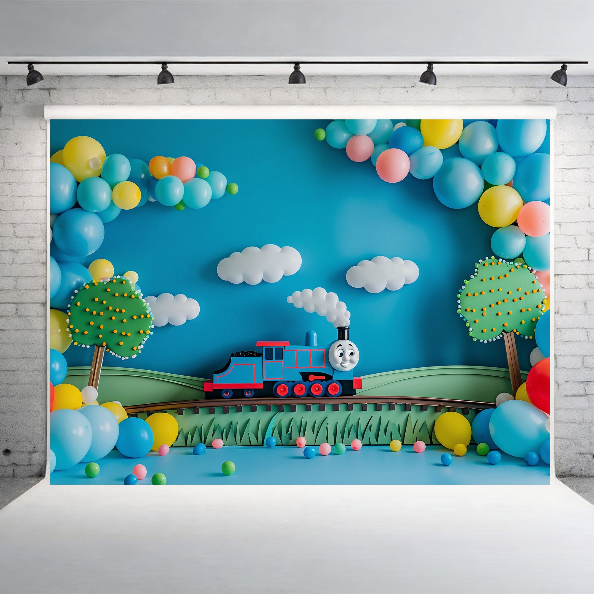 Whimsical Train Adventure Backdrop