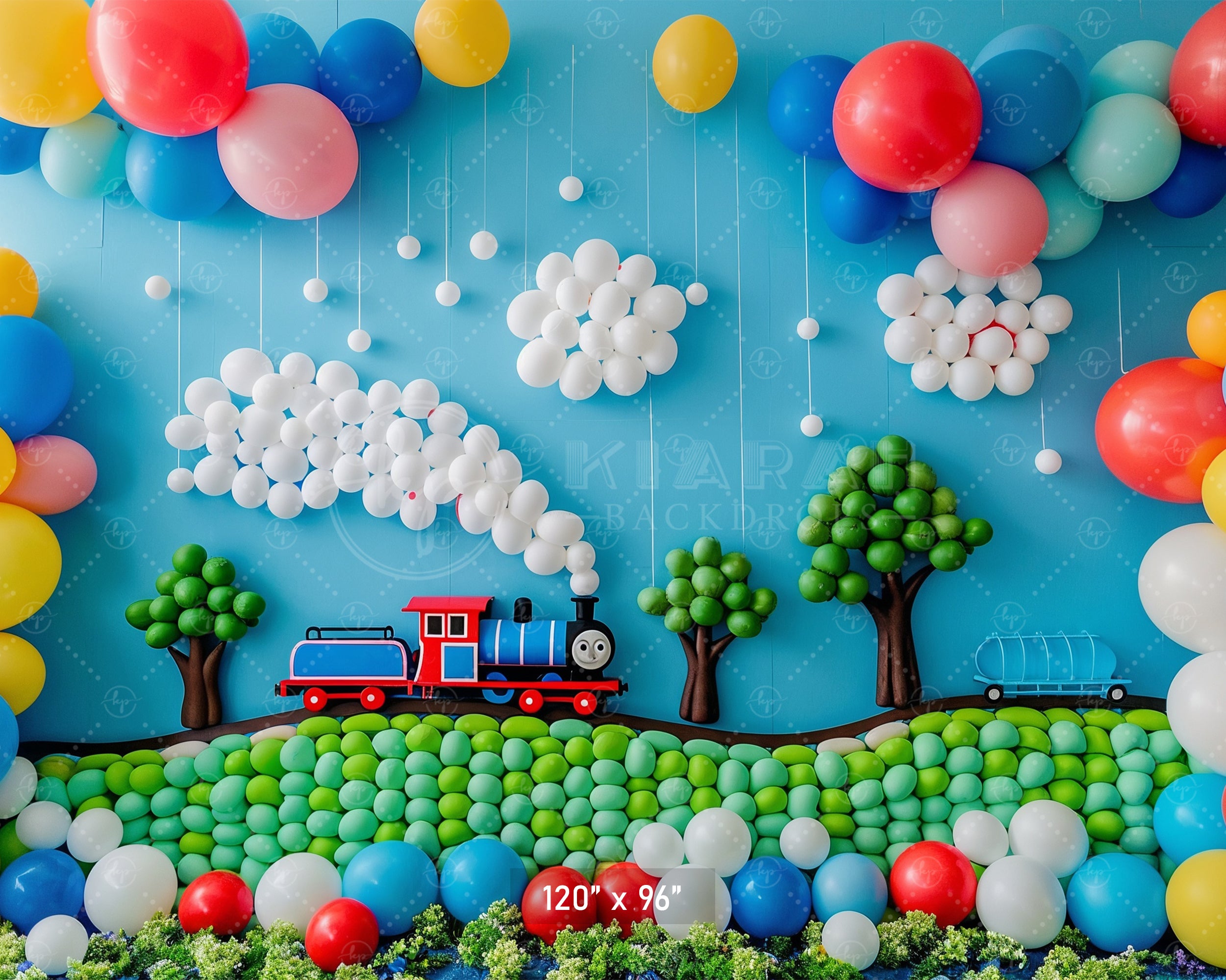 Balloon Train Adventure Backdrop