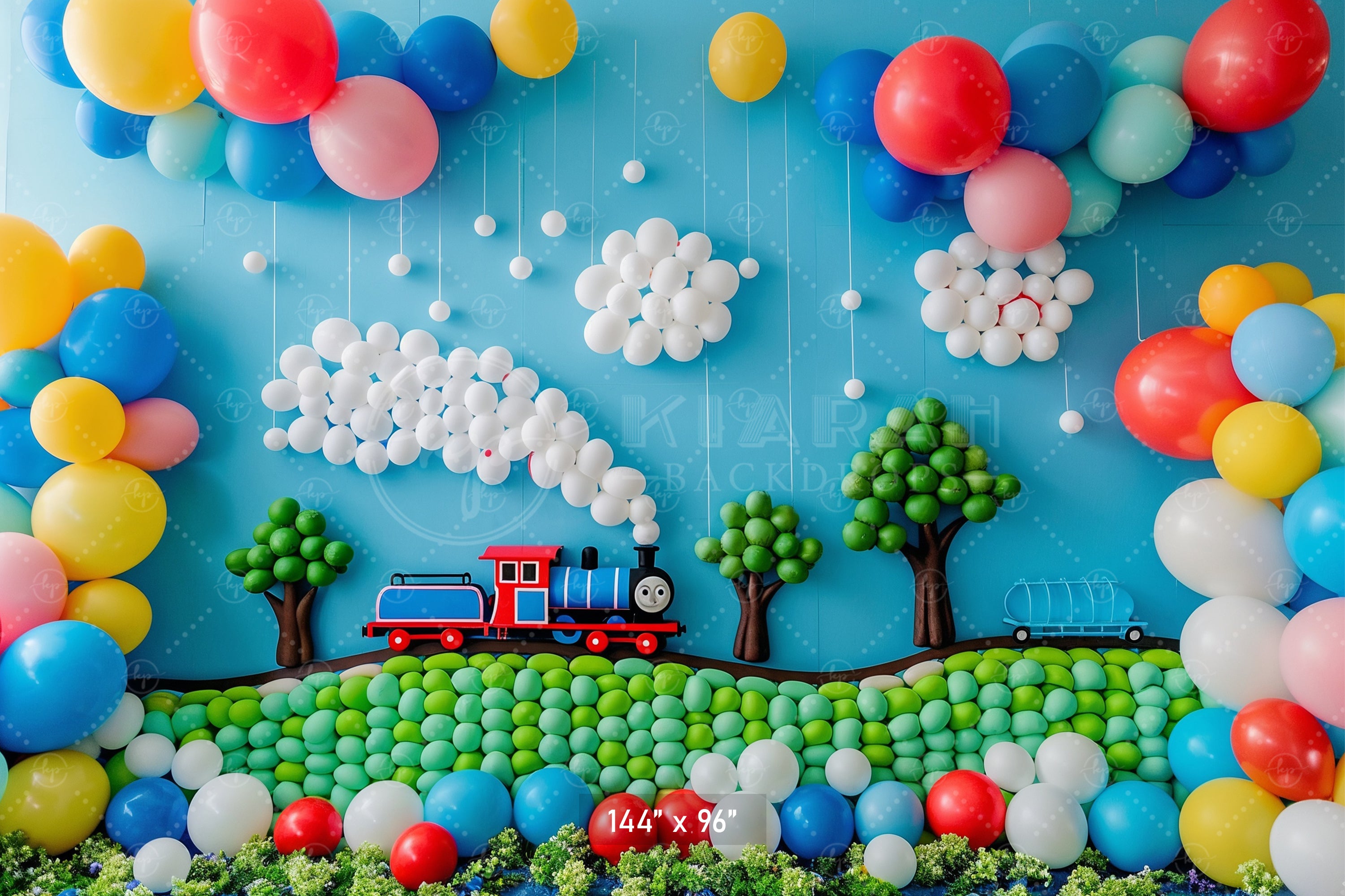 Balloon Train Adventure Backdrop