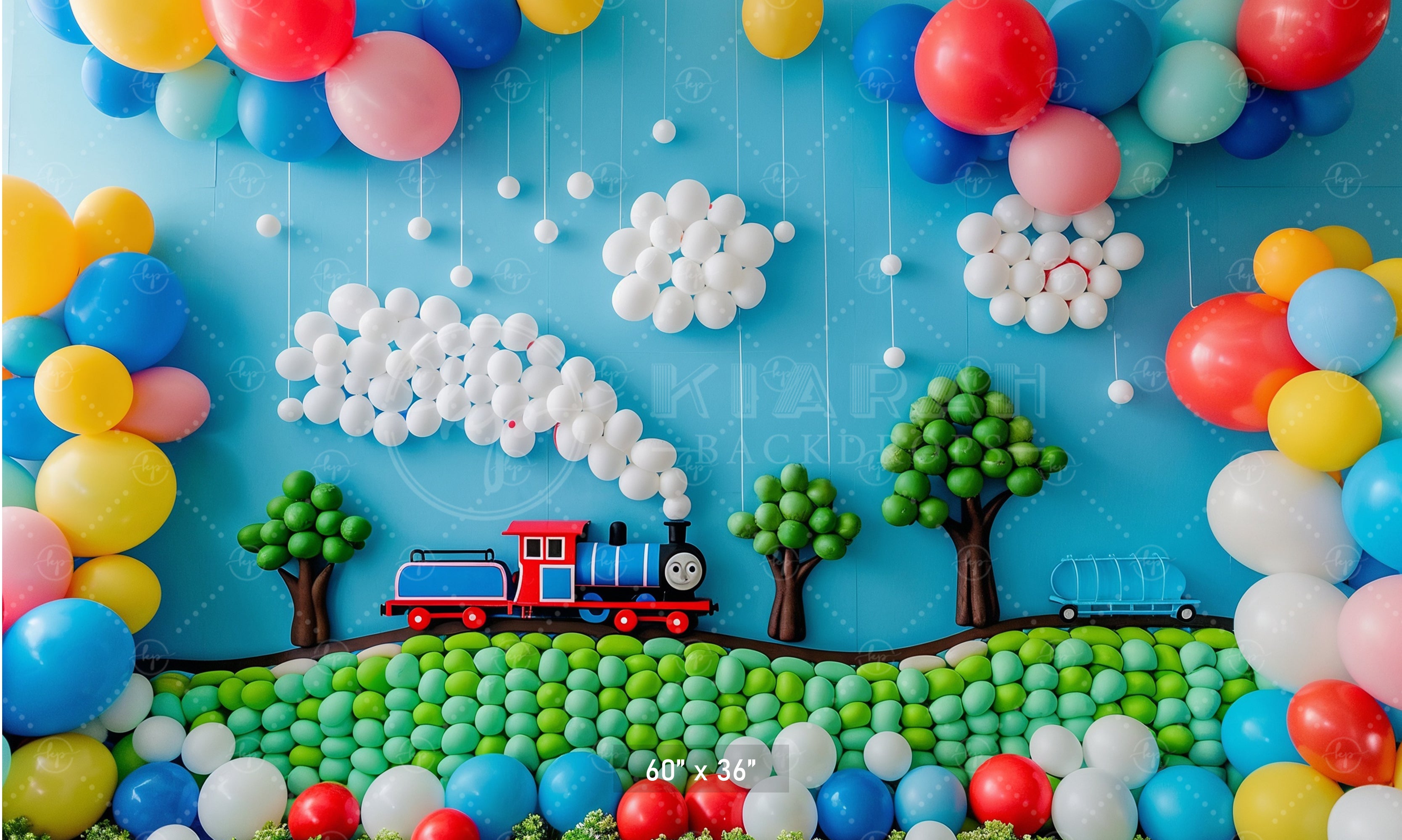 Balloon Train Adventure Backdrop