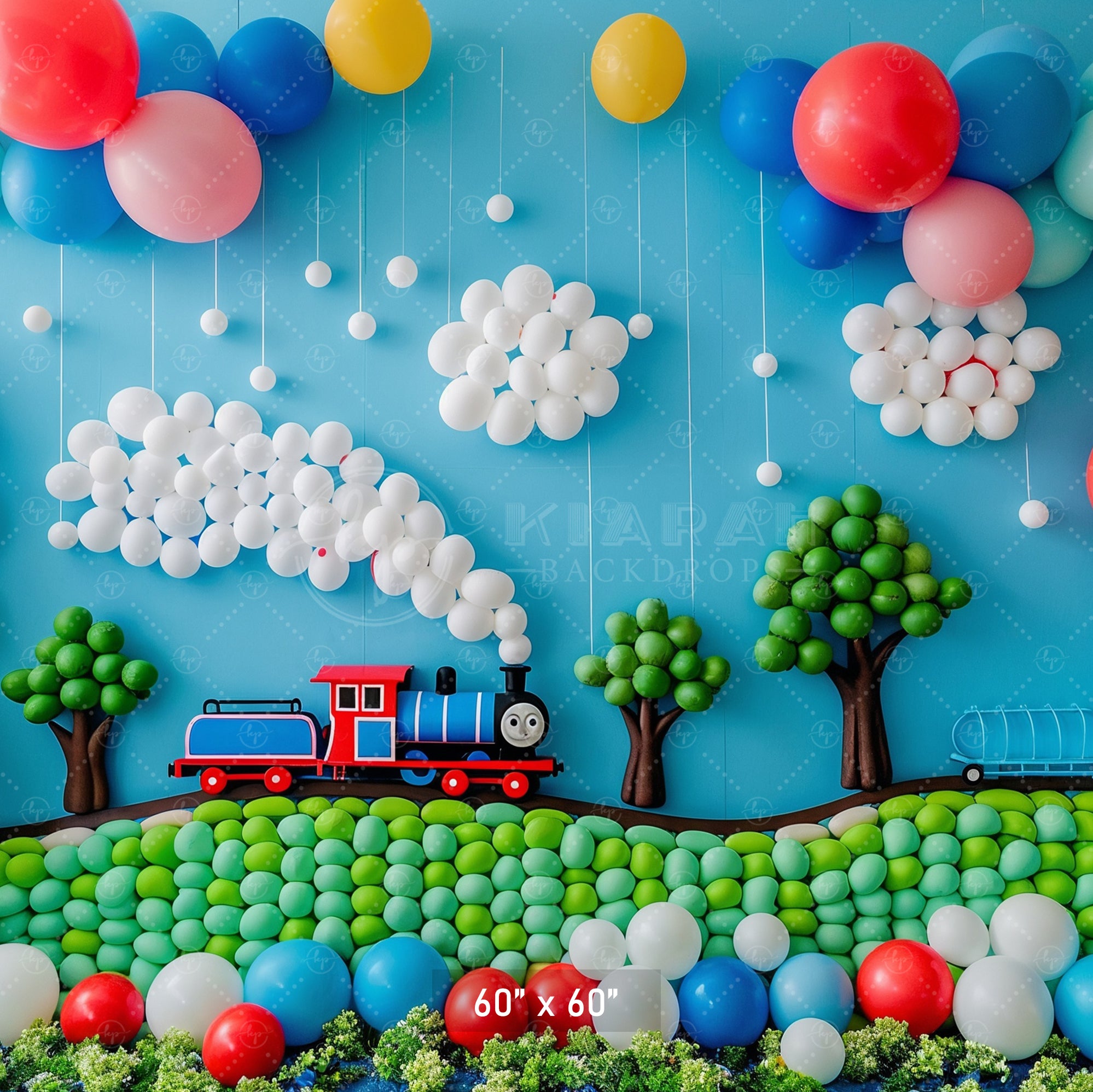 Balloon Train Adventure Backdrop