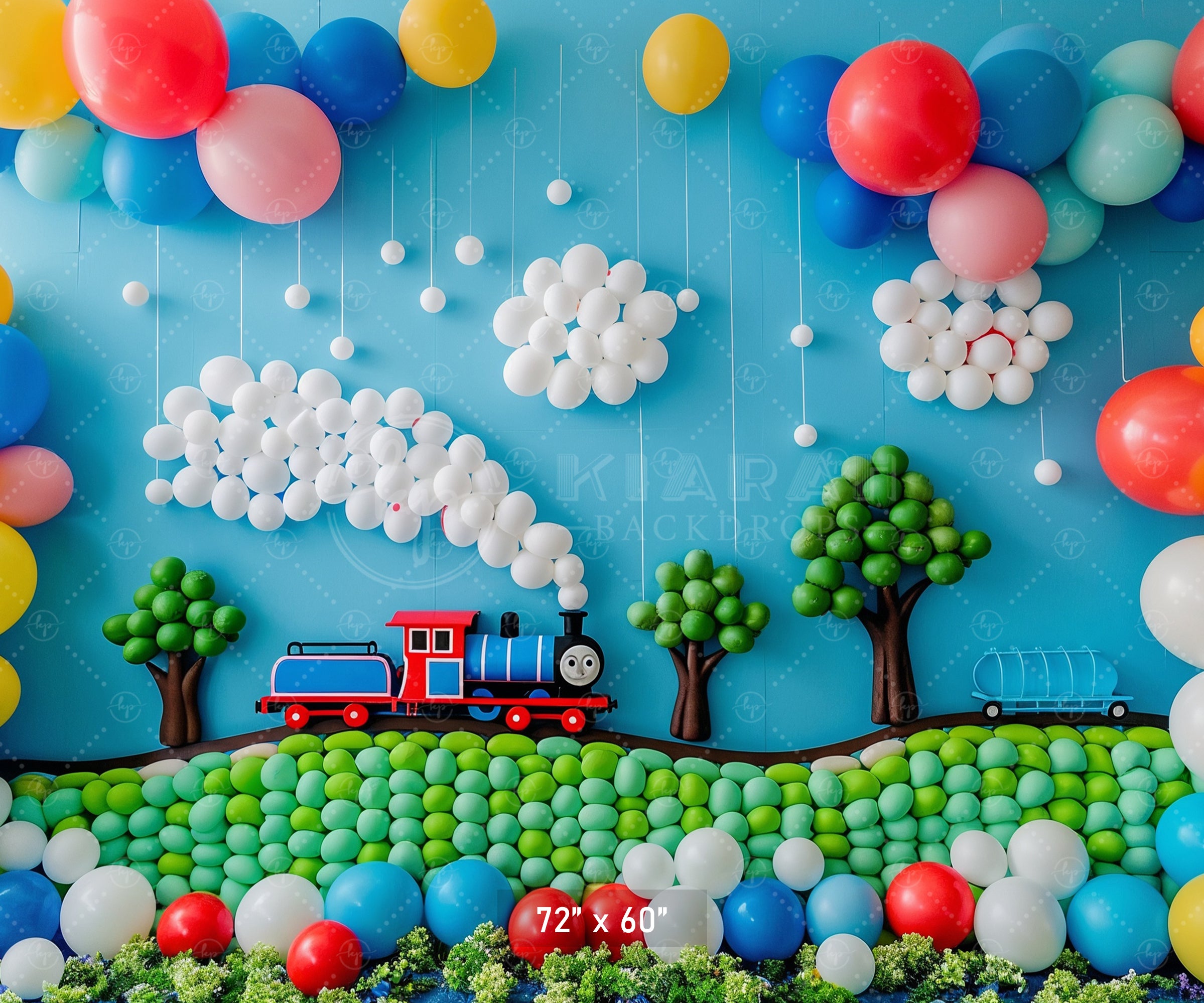 Balloon Train Adventure Backdrop