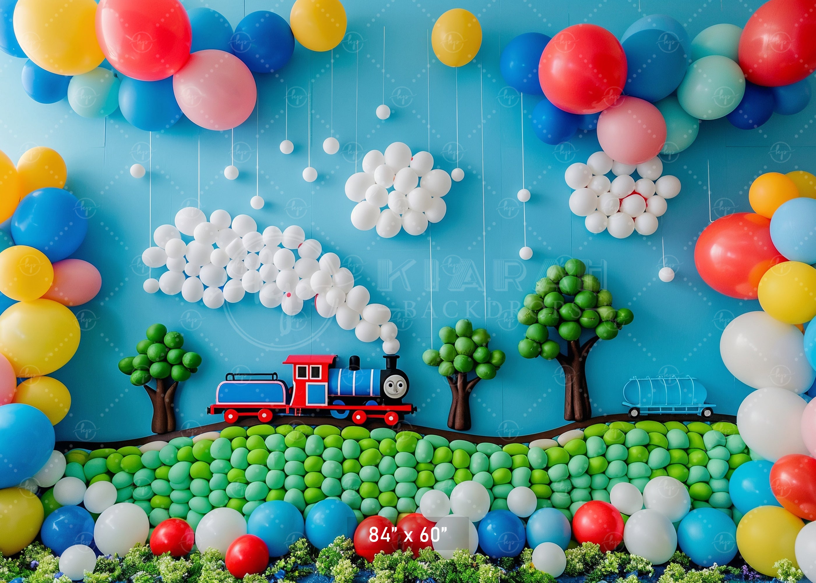 Balloon Train Adventure Backdrop