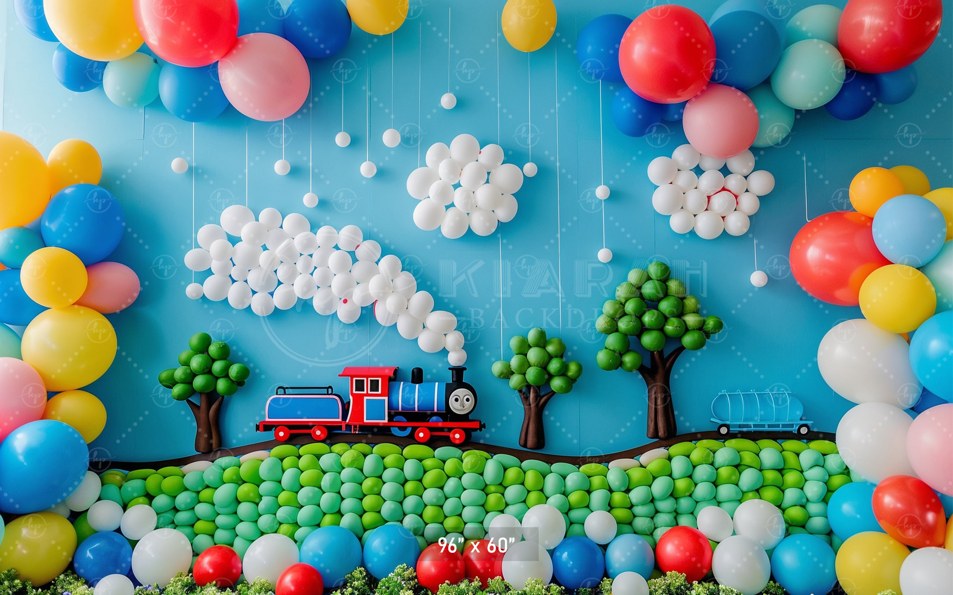 Balloon Train Adventure Backdrop