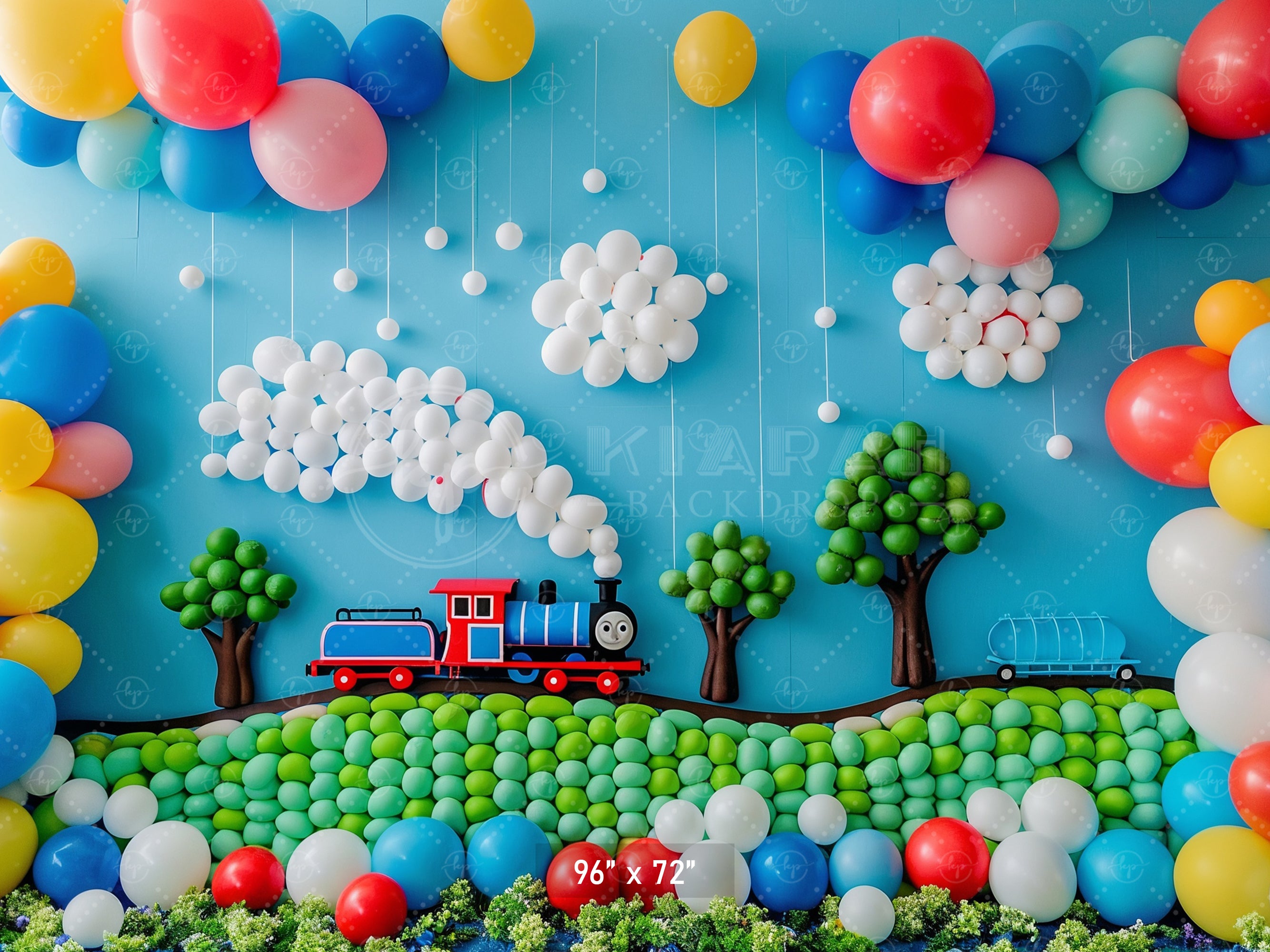 Balloon Train Adventure Backdrop