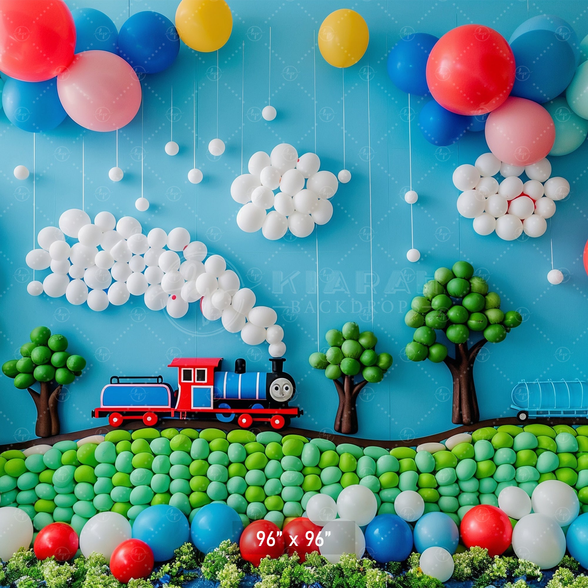 Balloon Train Adventure Backdrop