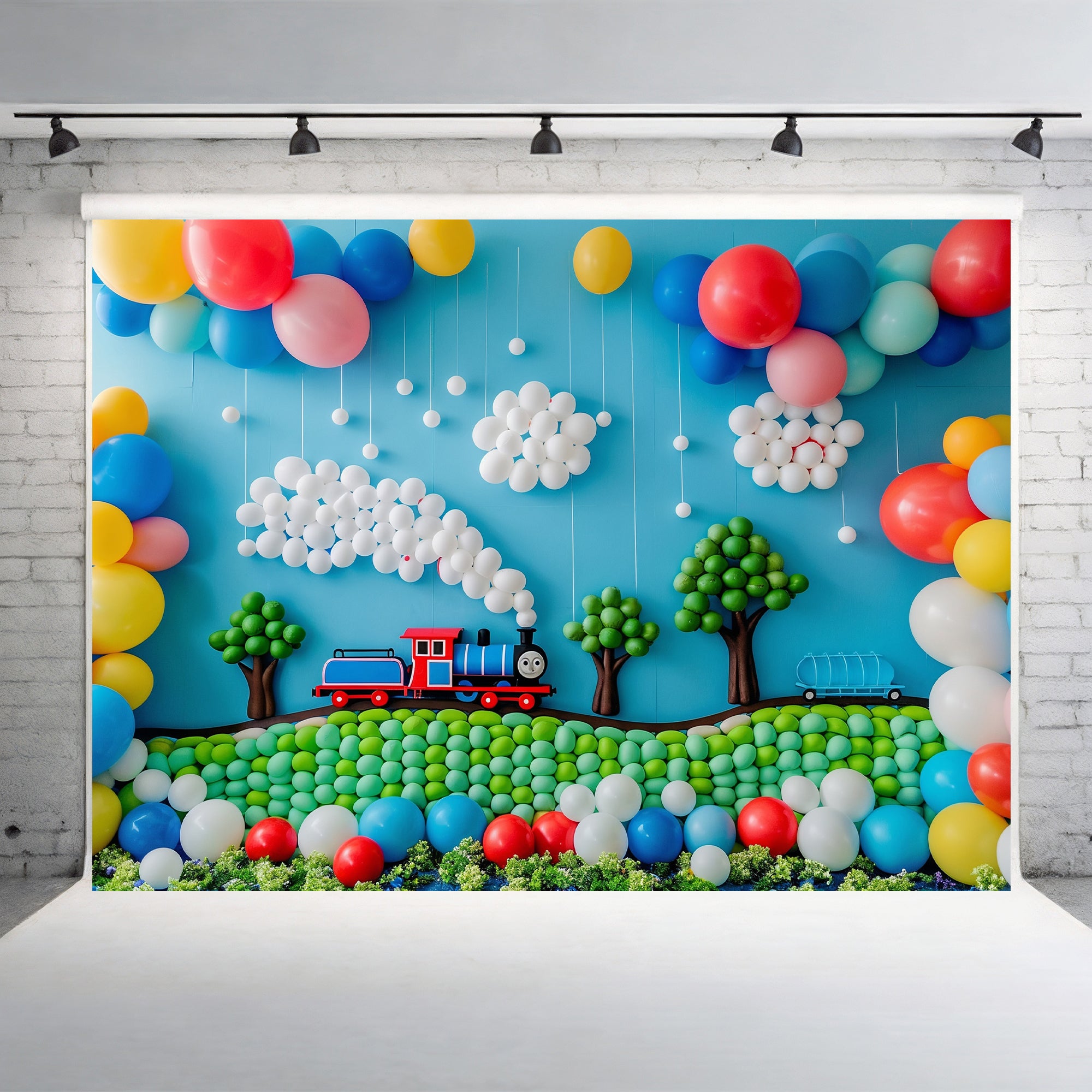 Balloon Train Adventure Backdrop
