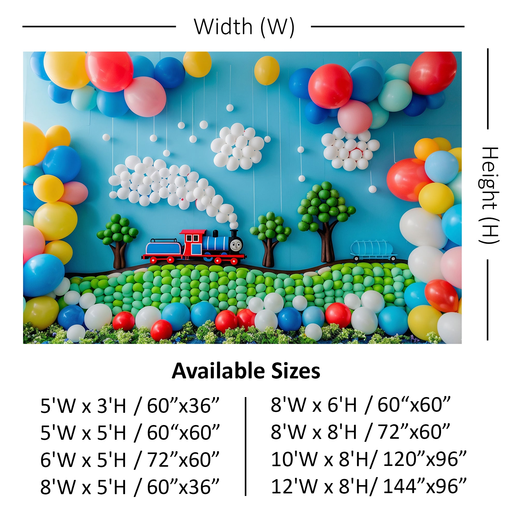Balloon Train Adventure Backdrop