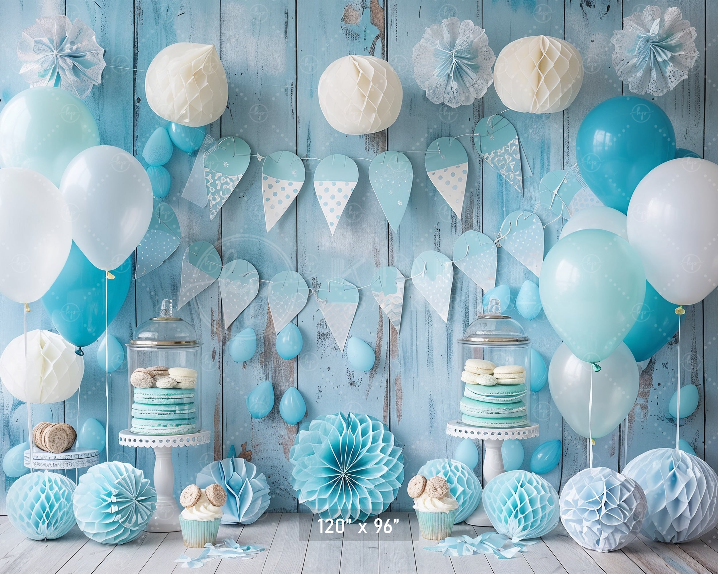 Pastel Blue Rustic Celebration Backdrop