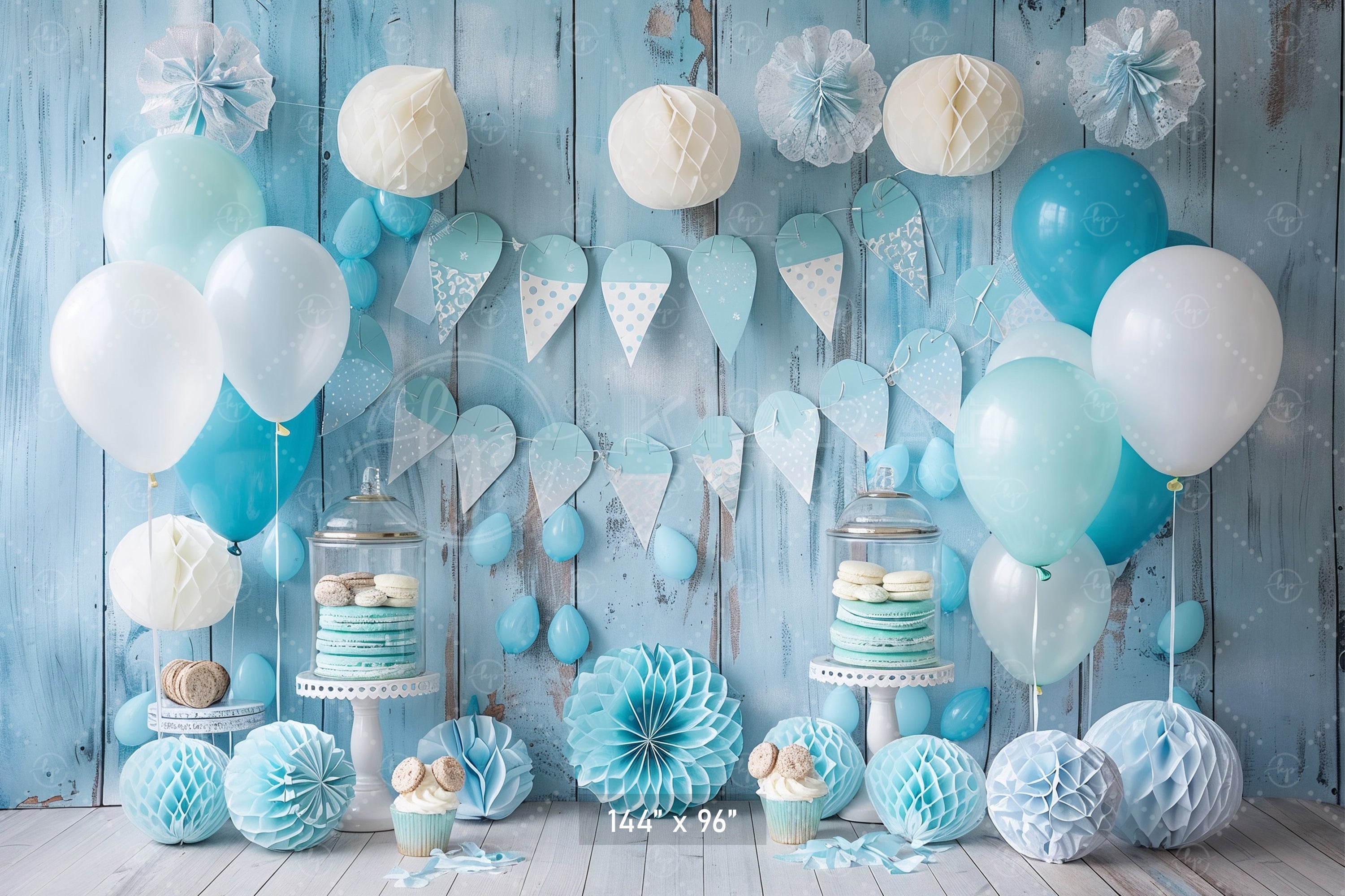 Pastel Blue Rustic Celebration Backdrop