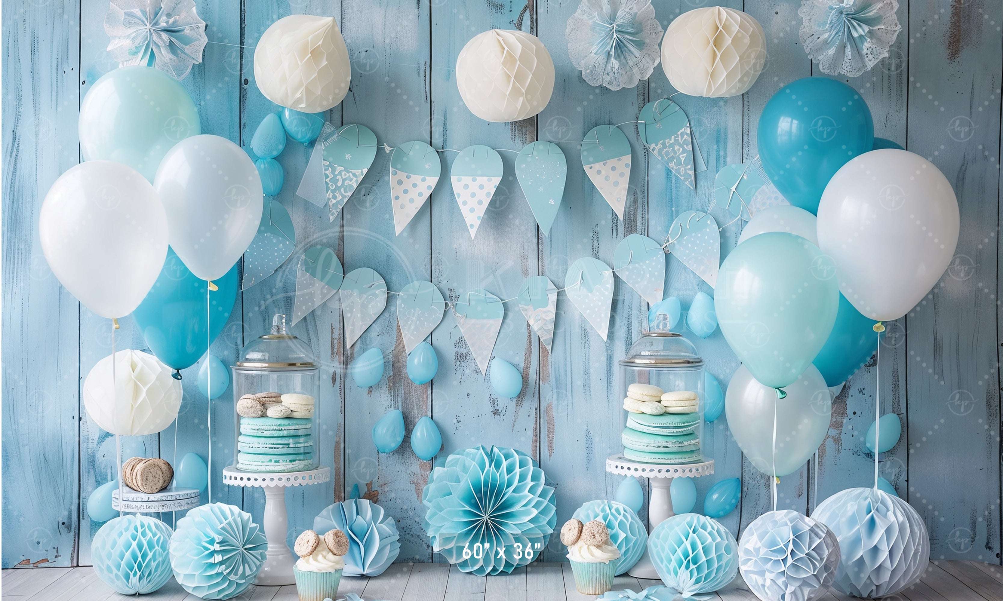 Pastel Blue Rustic Celebration Backdrop