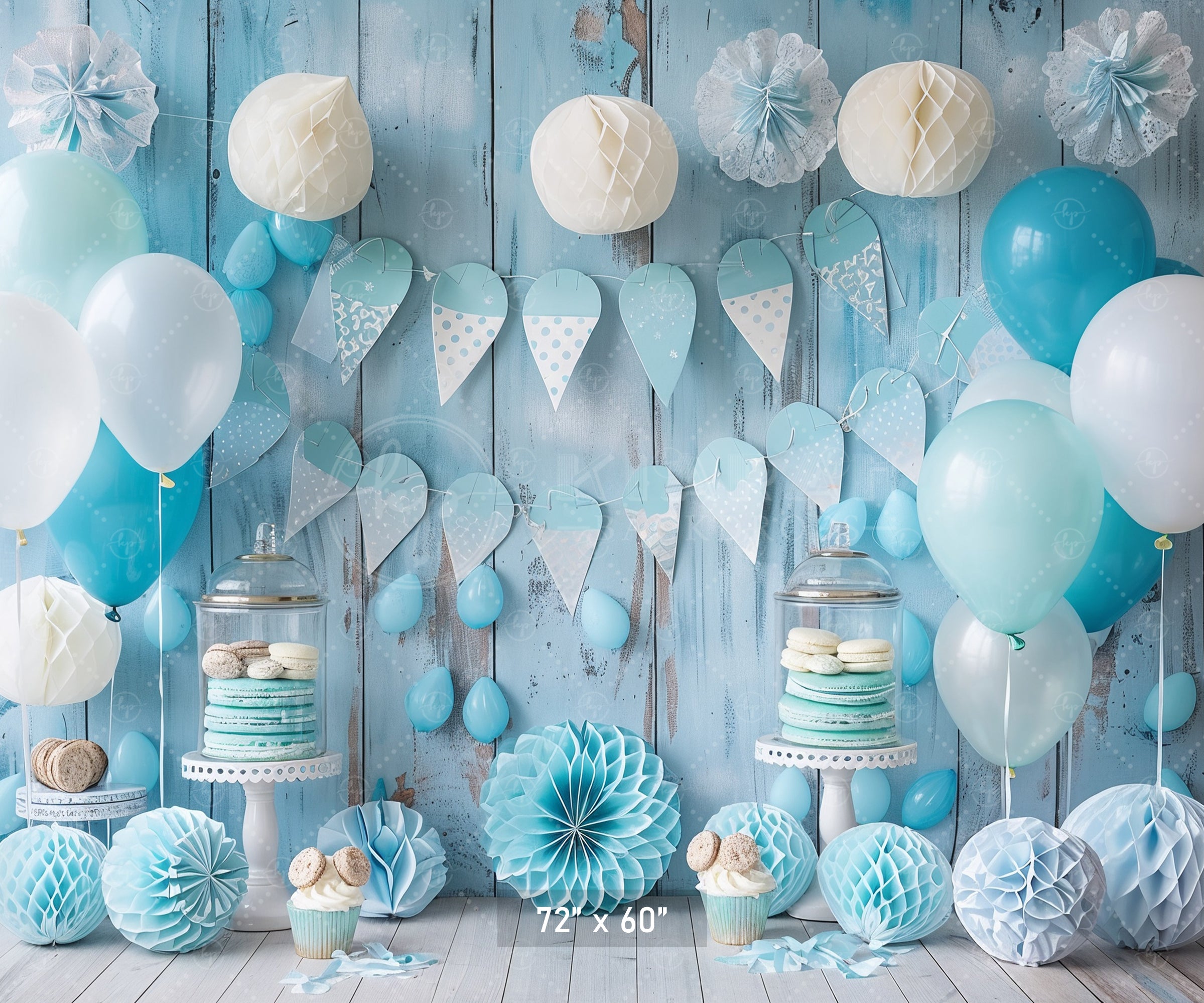 Pastel Blue Rustic Celebration Backdrop