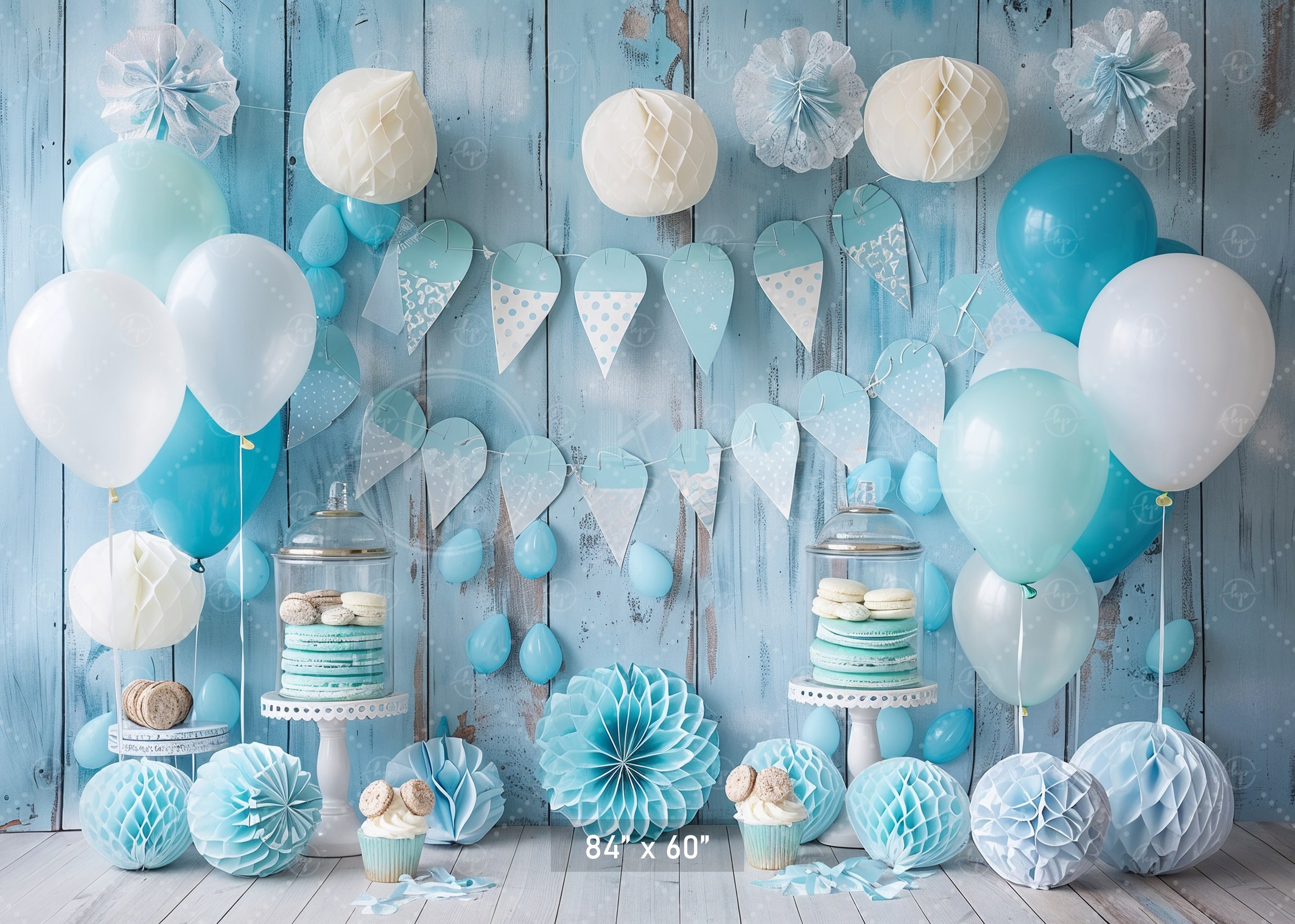 Pastel Blue Rustic Celebration Backdrop