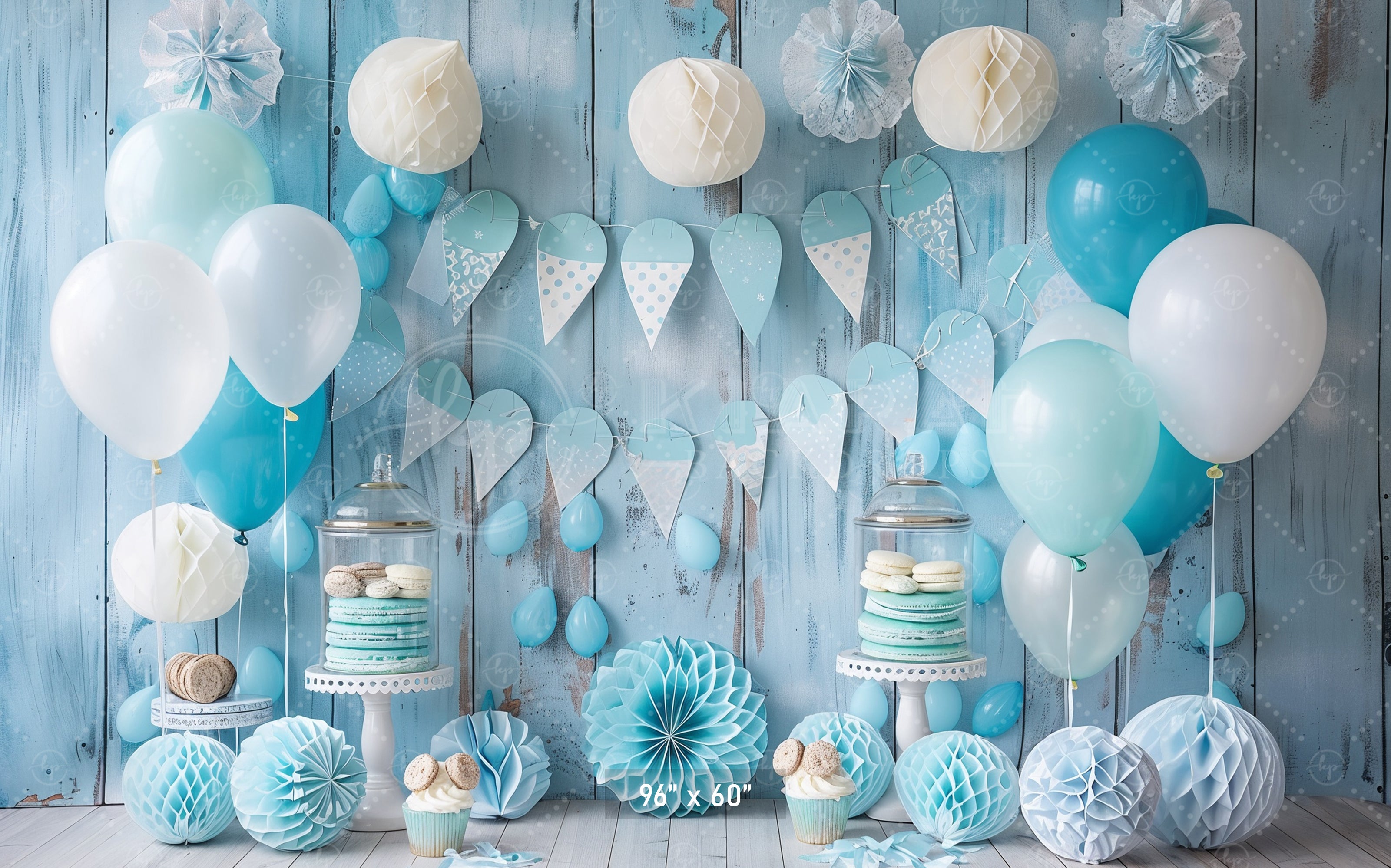 Pastel Blue Rustic Celebration Backdrop