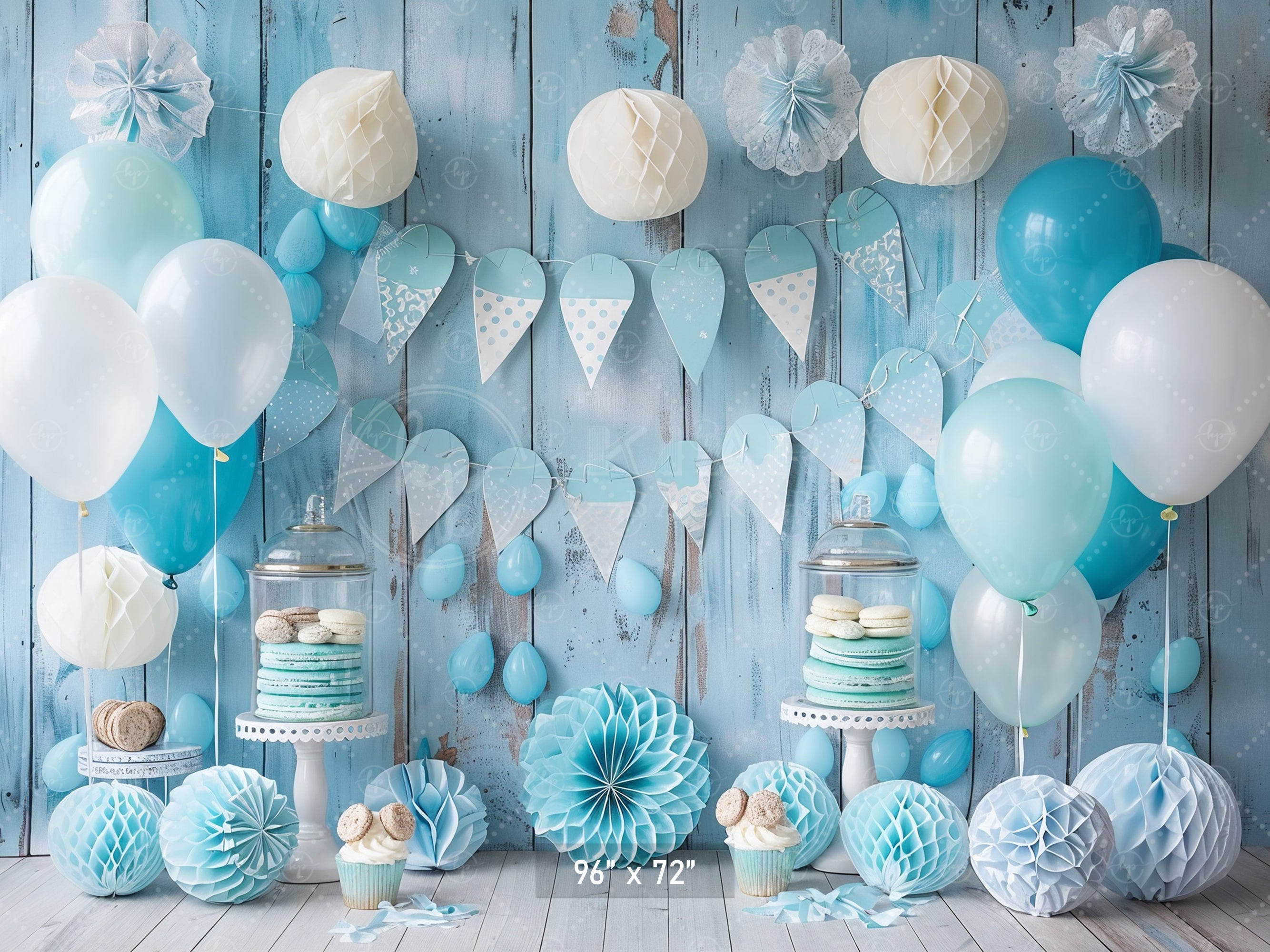 Pastel Blue Rustic Celebration Backdrop