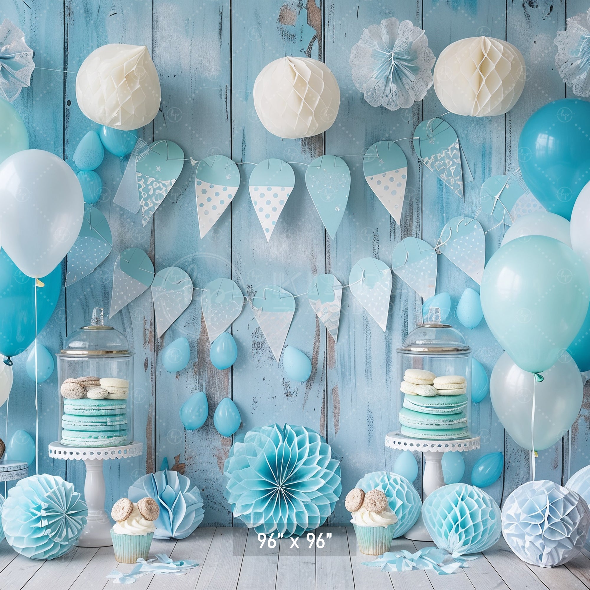 Pastel Blue Rustic Celebration Backdrop