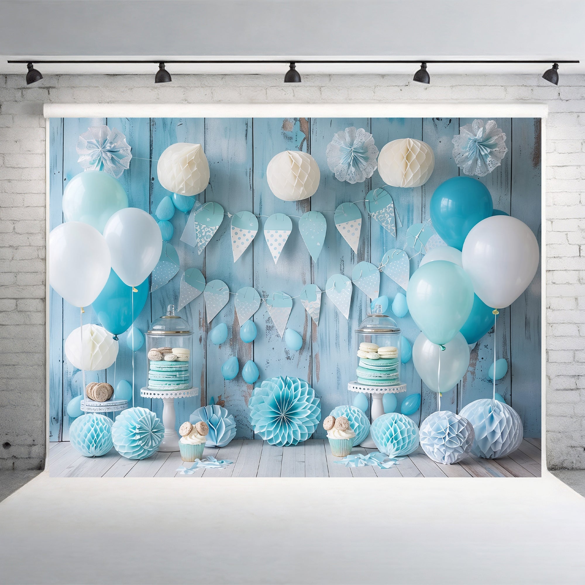 Pastel Blue Rustic Celebration Backdrop