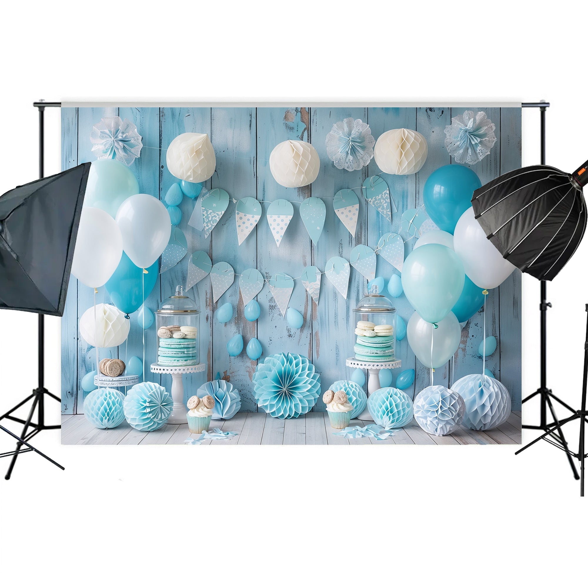 Pastel Blue Rustic Celebration Backdrop