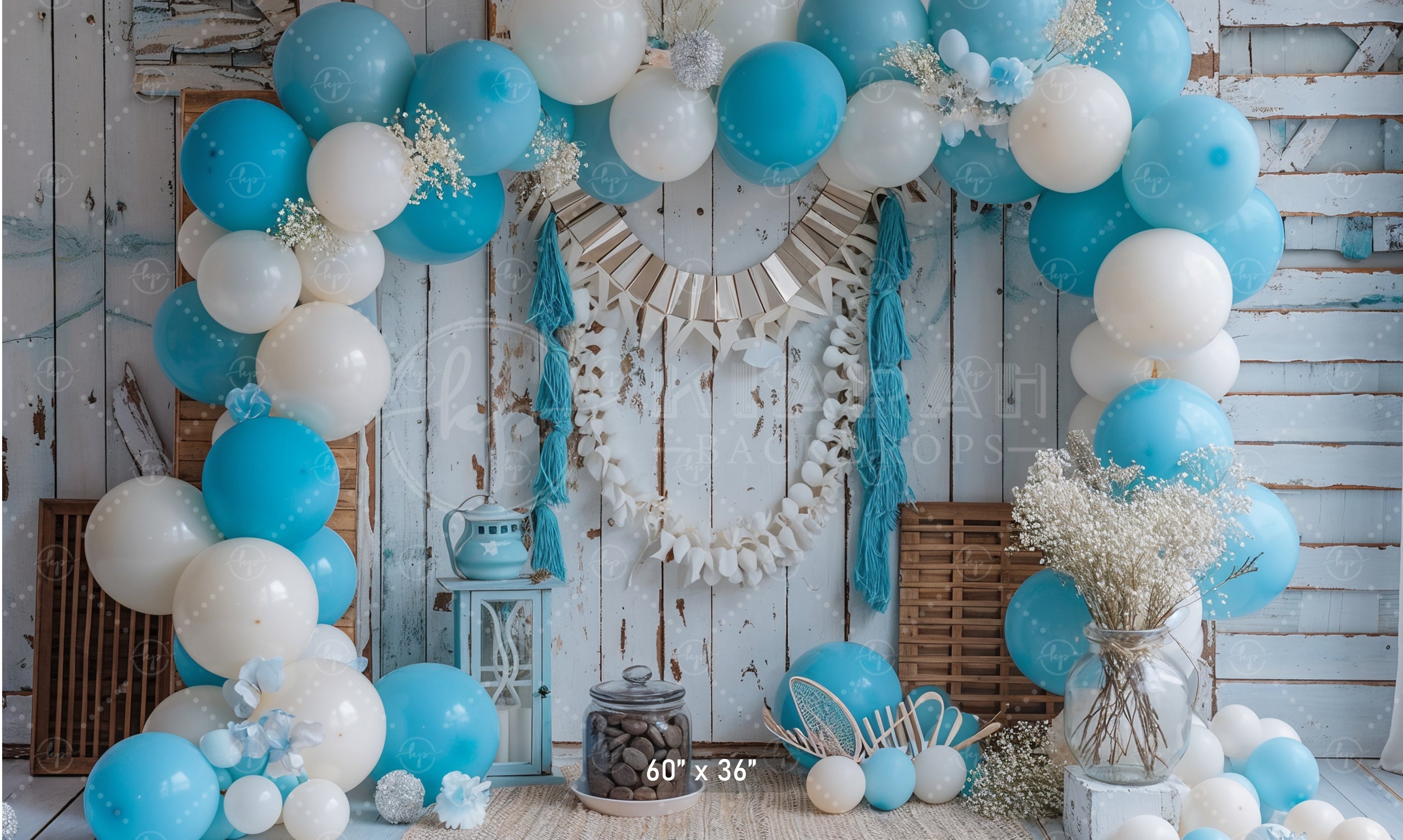 Rustic Blue Balloon Arch Backdrop
