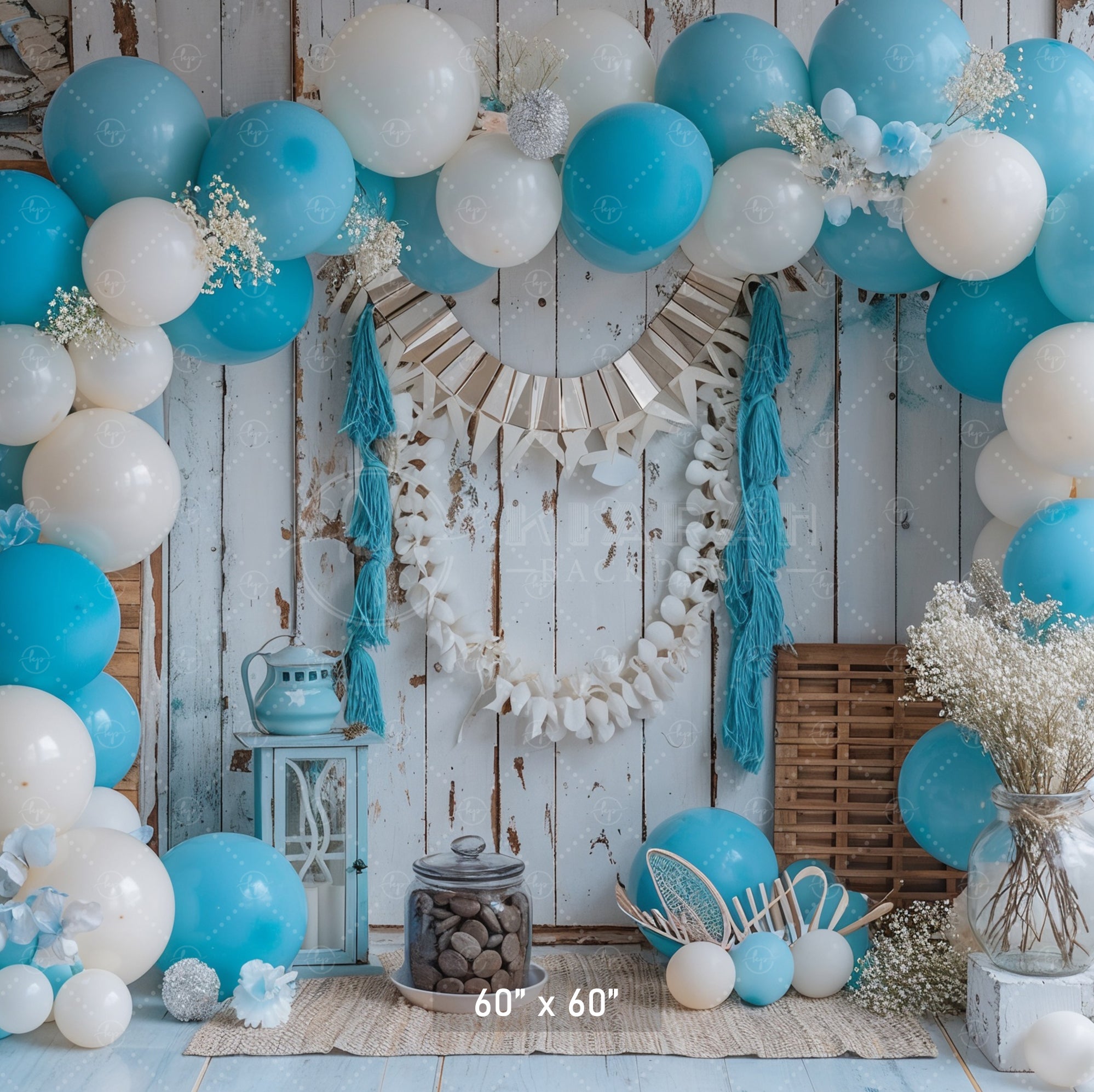 Rustic Blue Balloon Arch Backdrop