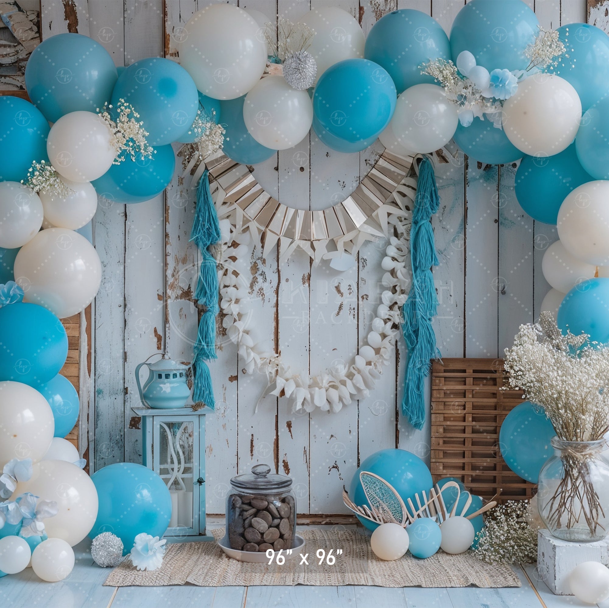 Rustic Blue Balloon Arch Backdrop