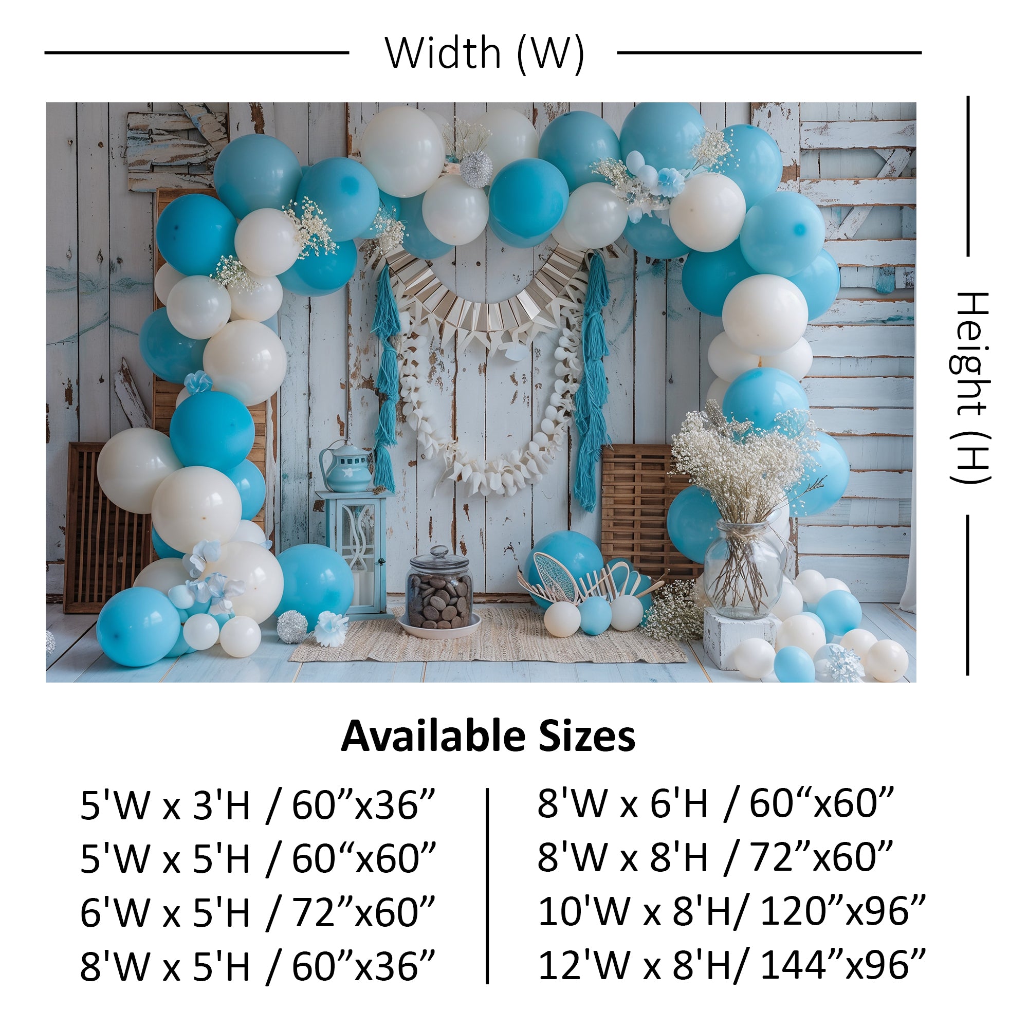 Rustic Blue Balloon Arch Backdrop