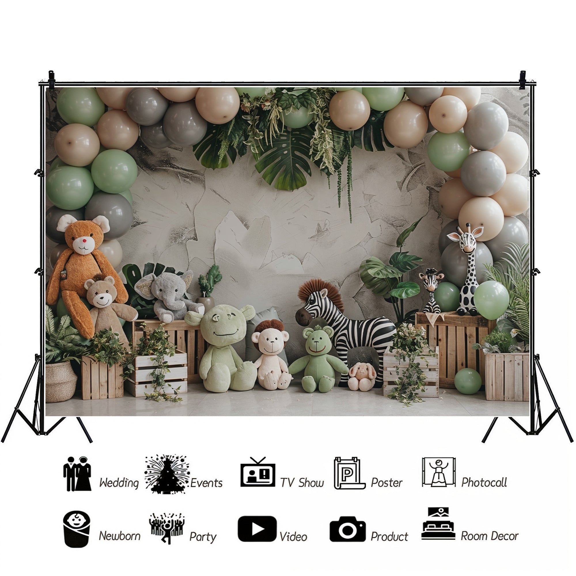 Safari Jungle Animal Friends Backdrop