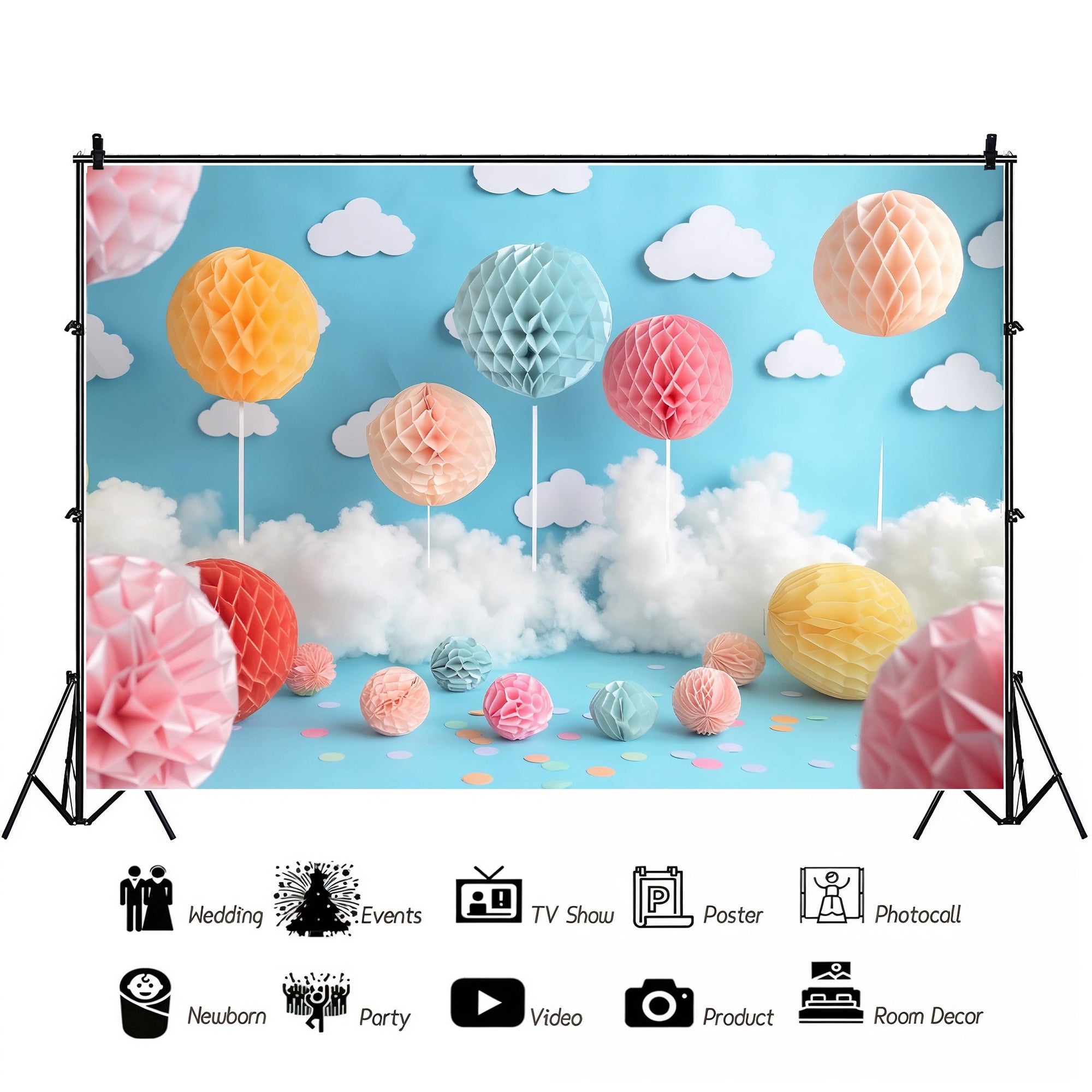 Whimsical Hot Air Balloon Backdrop