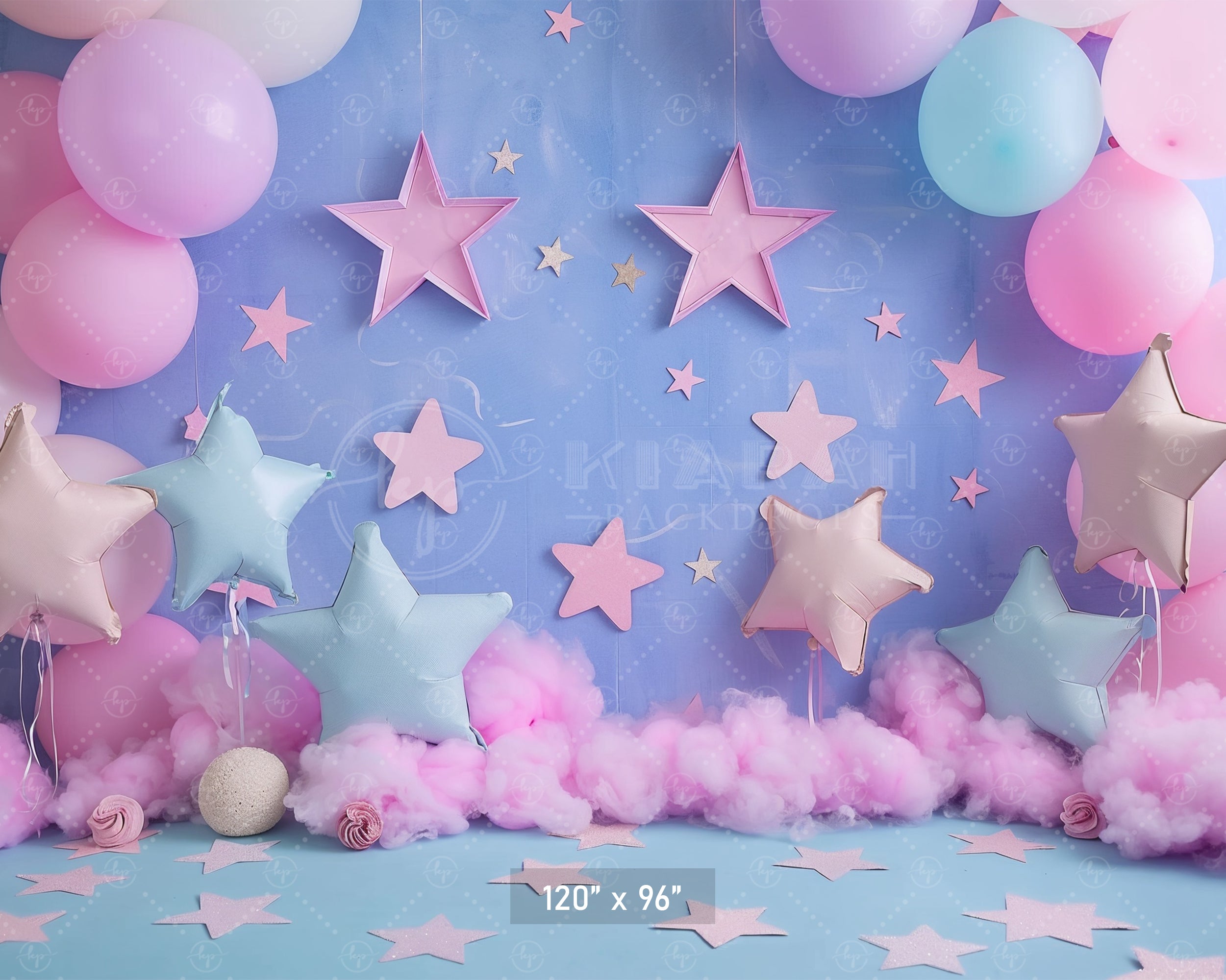 Pink and Blue Starry Clouds Backdrop