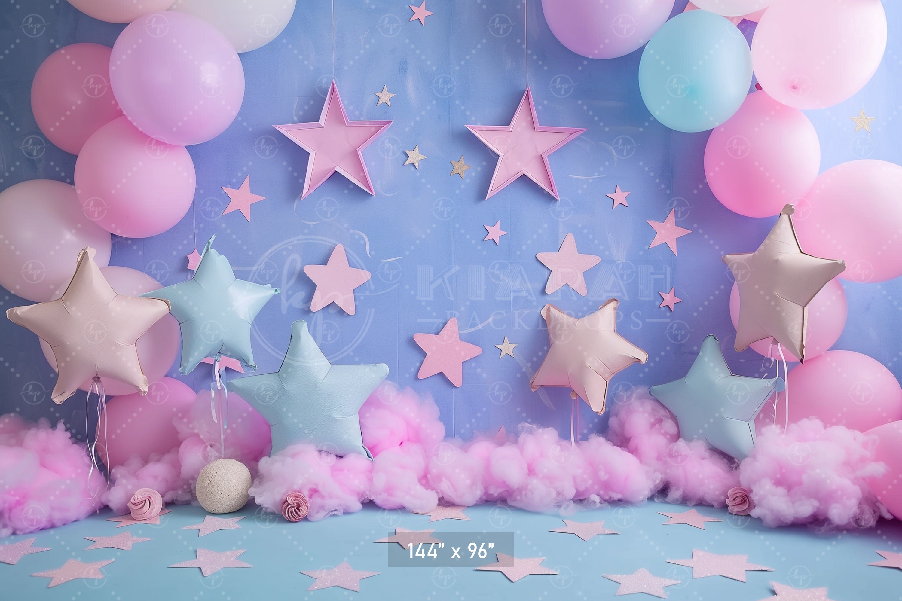 Pink and Blue Starry Clouds Backdrop