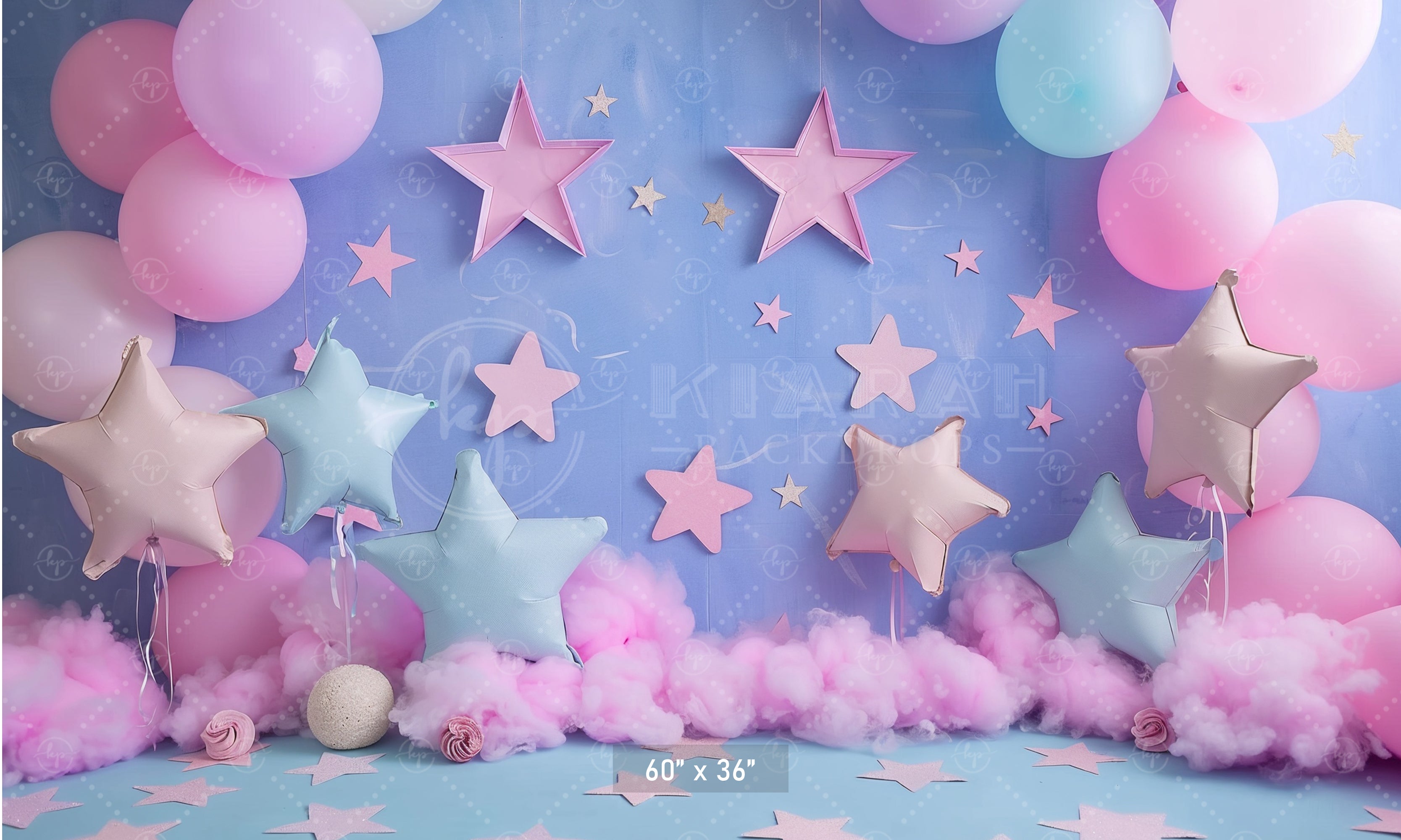 Pink and Blue Starry Clouds Backdrop