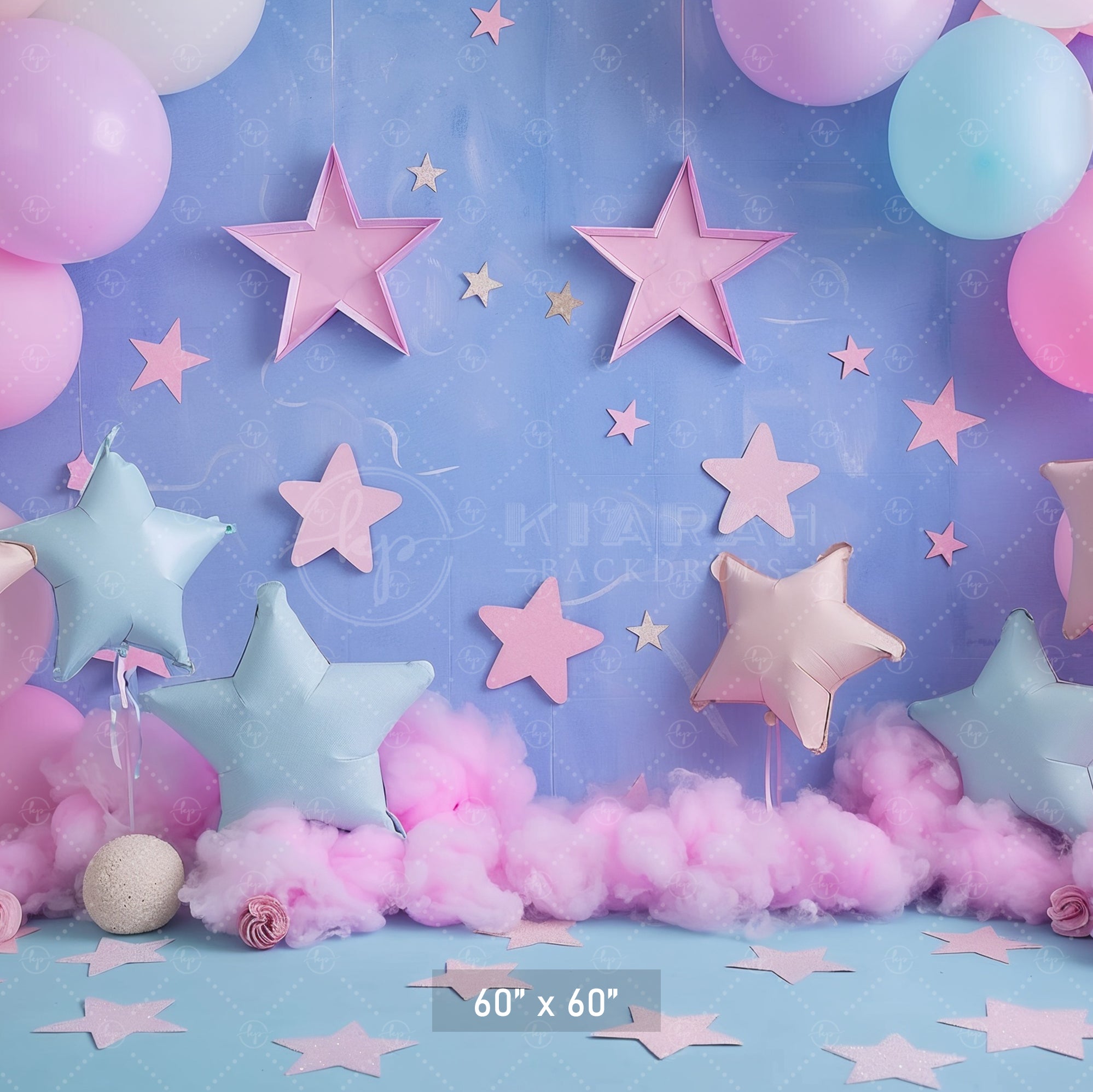 Pink and Blue Starry Clouds Backdrop