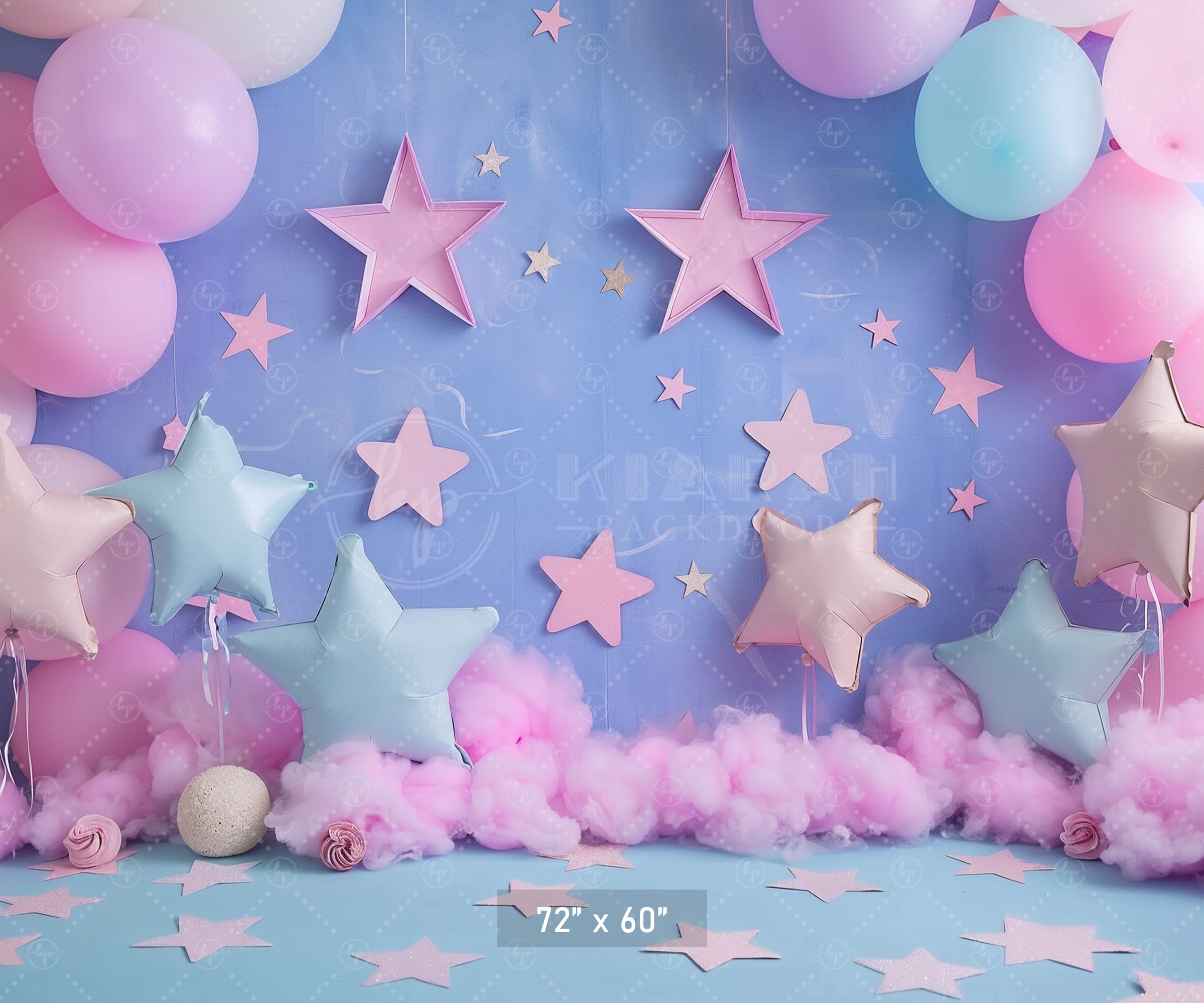 Pink and Blue Starry Clouds Backdrop