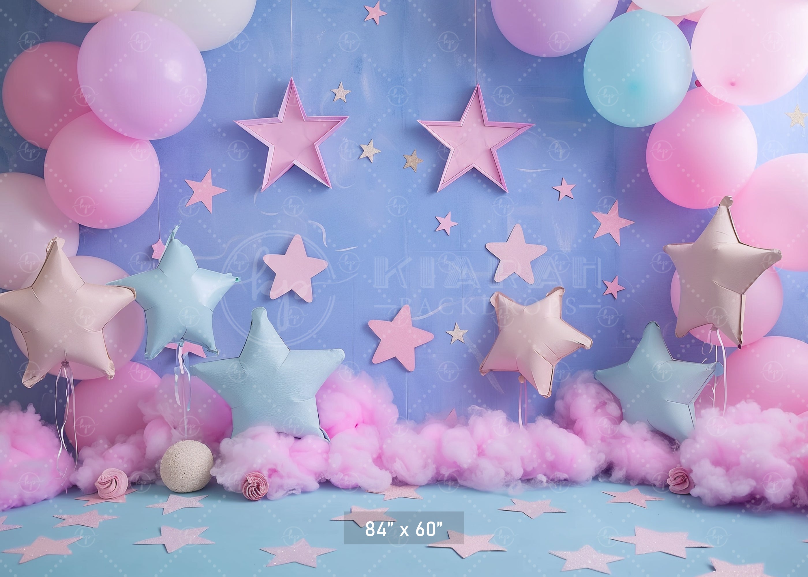 Pink and Blue Starry Clouds Backdrop