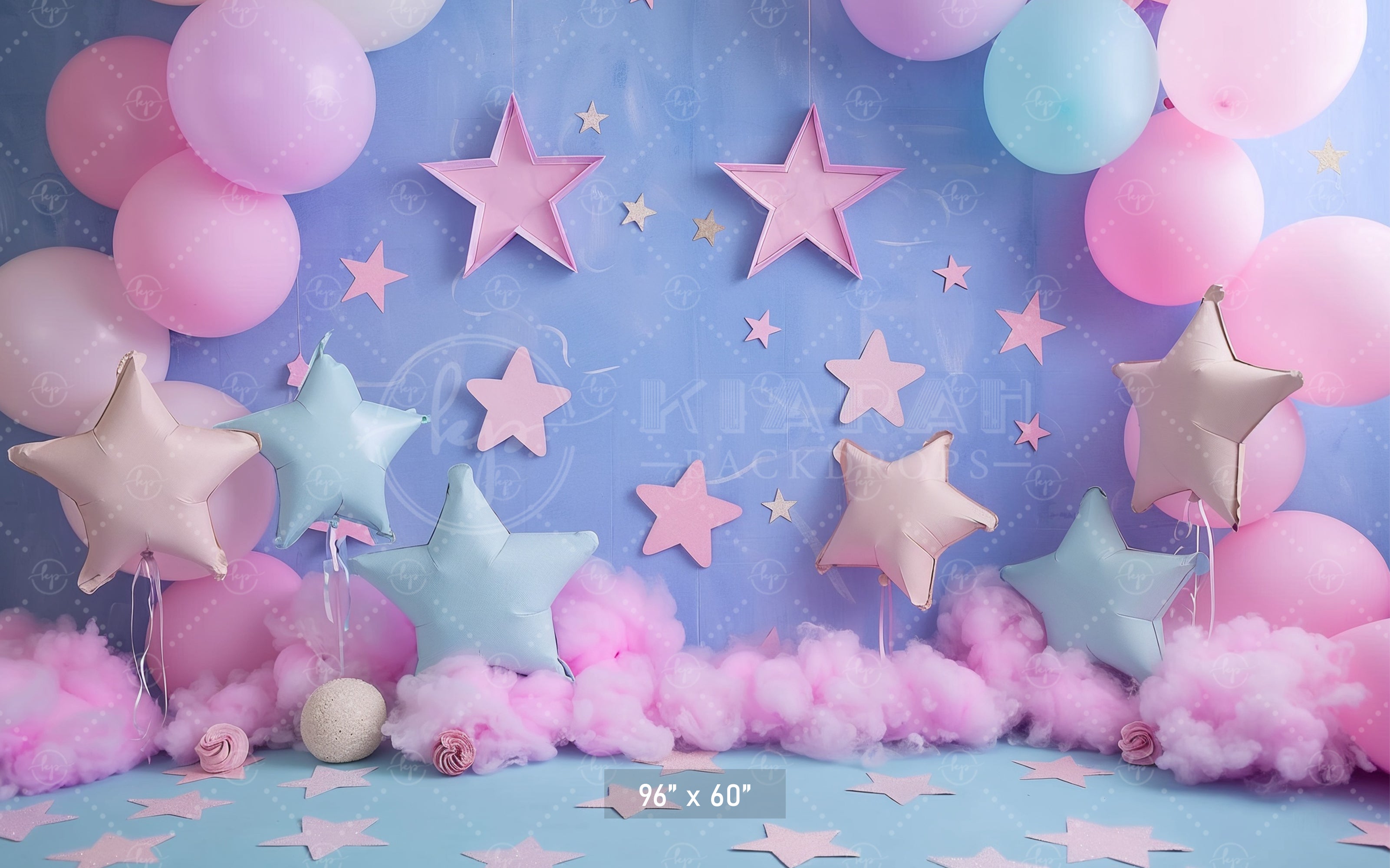 Pink and Blue Starry Clouds Backdrop