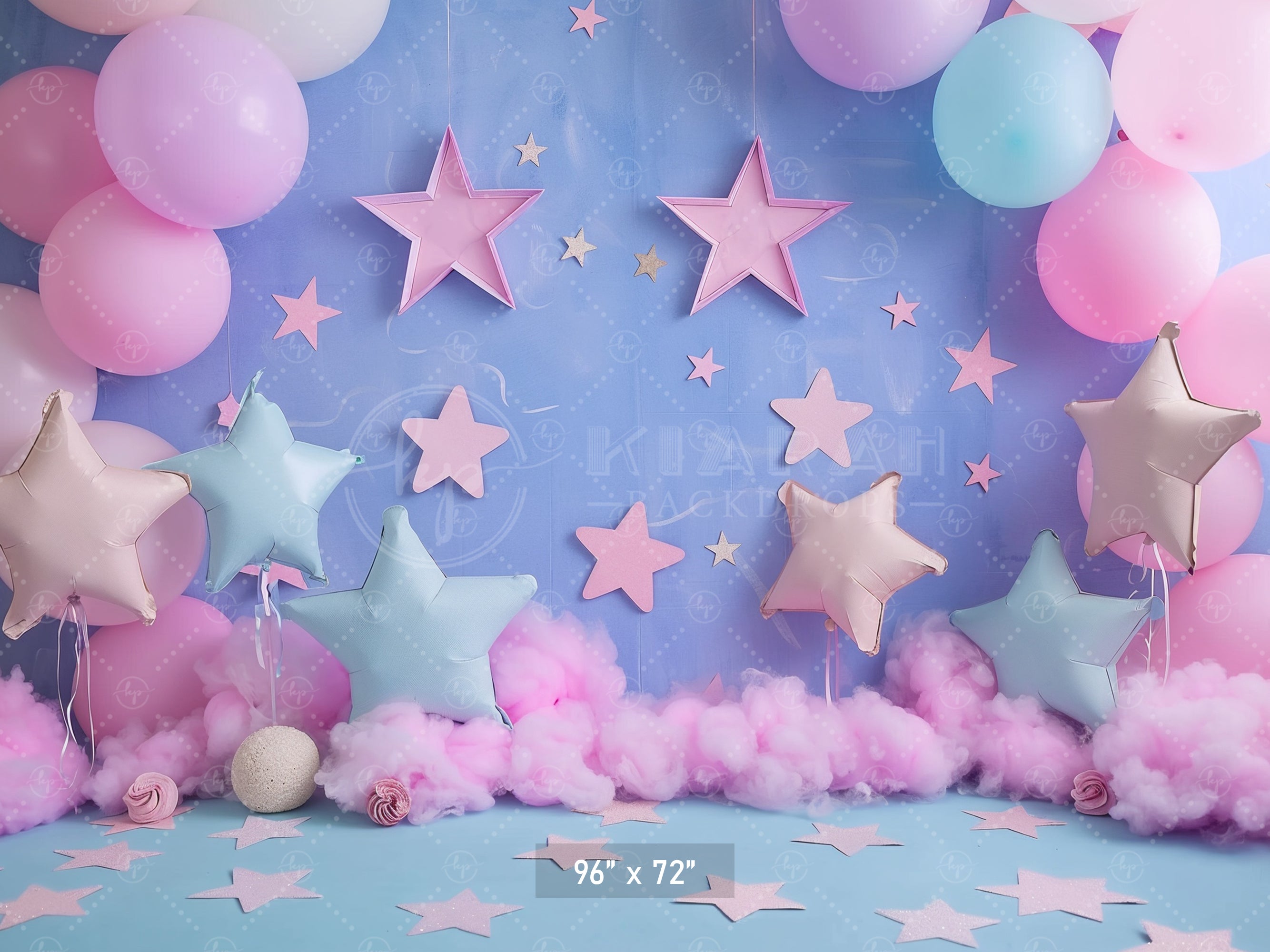 Pink and Blue Starry Clouds Backdrop