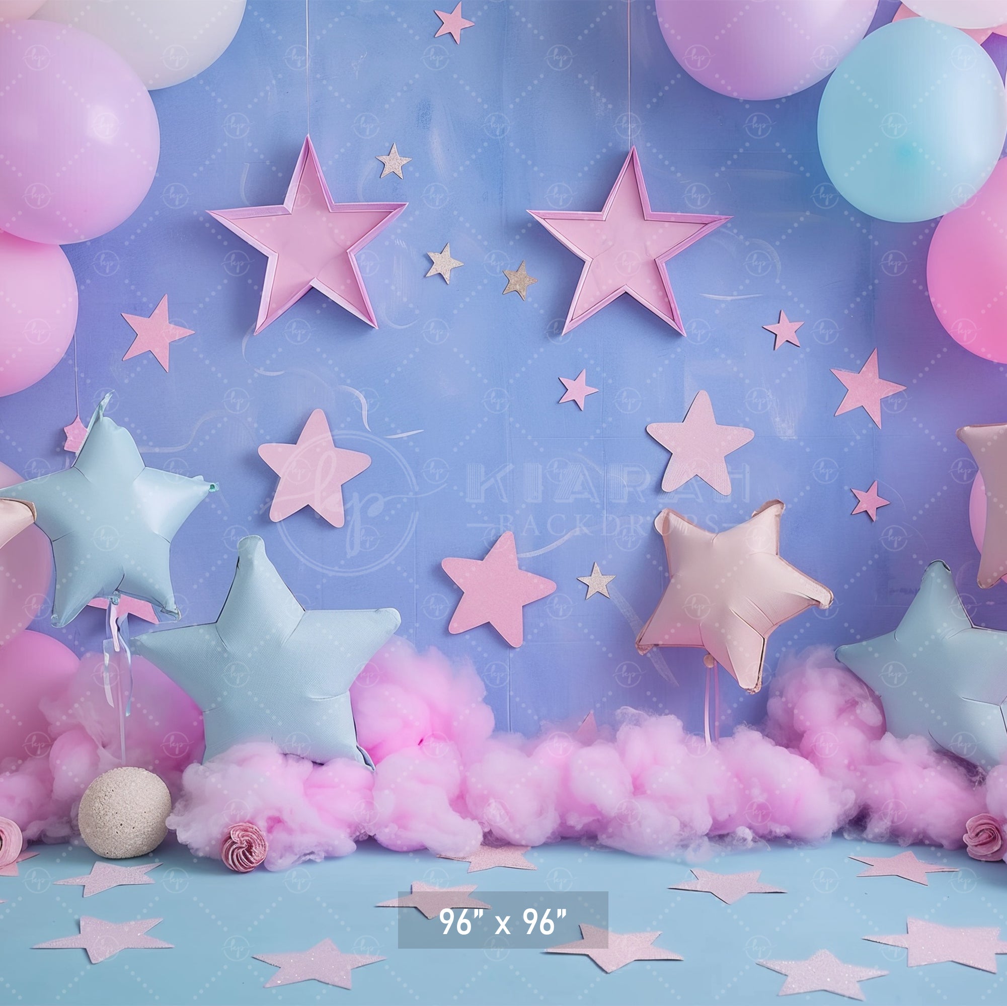 Pink and Blue Starry Clouds Backdrop
