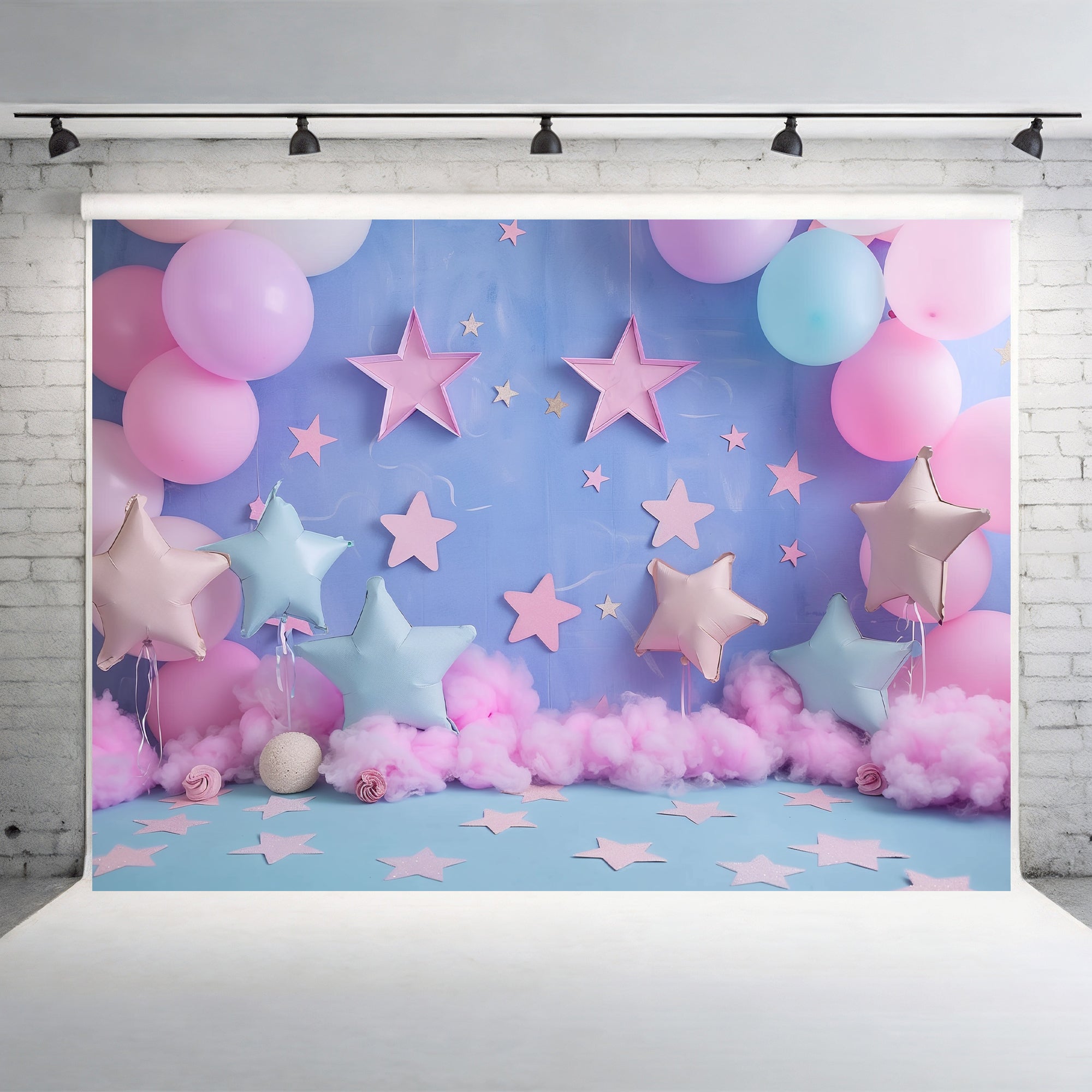 Pink and Blue Starry Clouds Backdrop
