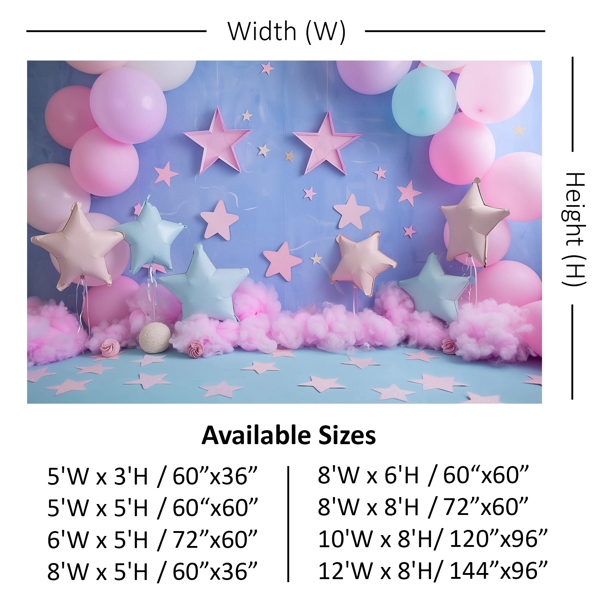 Pink and Blue Starry Clouds Backdrop