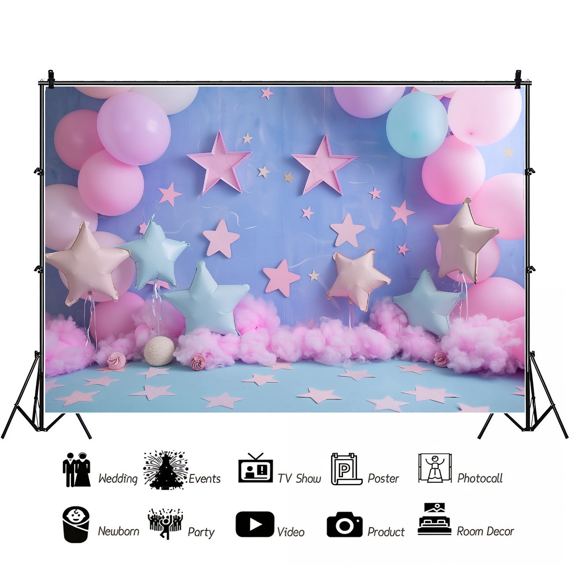 Pink and Blue Starry Clouds Backdrop