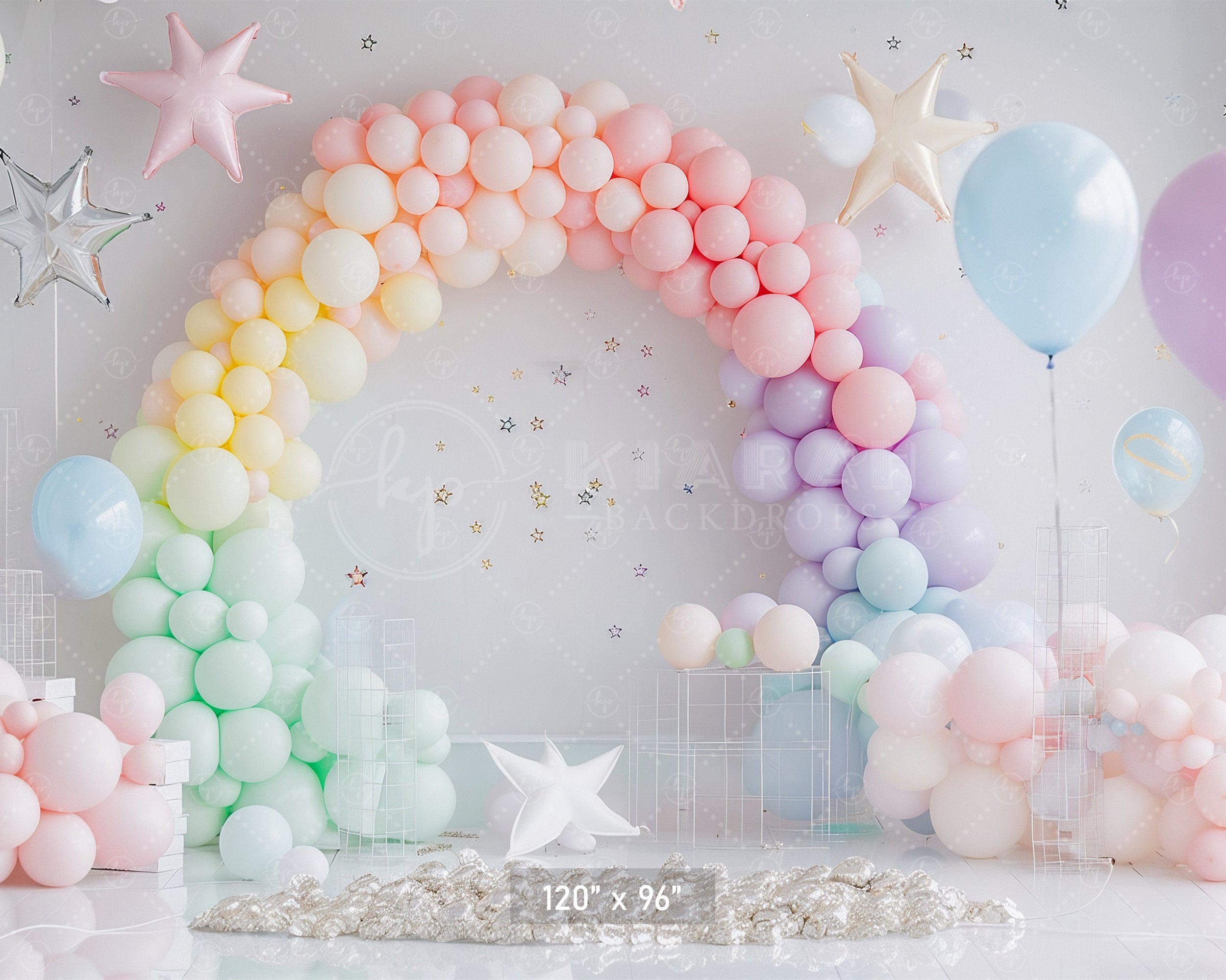Pastel Rainbow Balloon Arch Backdrop